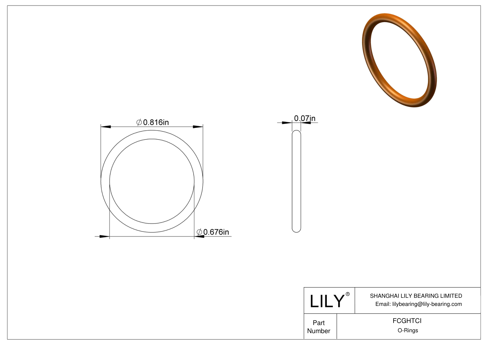 FCGHTCI Chemical Resistant O-rings Round cad drawing