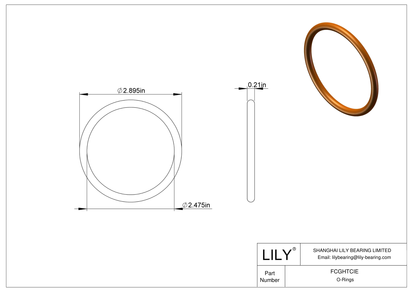 FCGHTCIE Chemical Resistant O-rings Round cad drawing