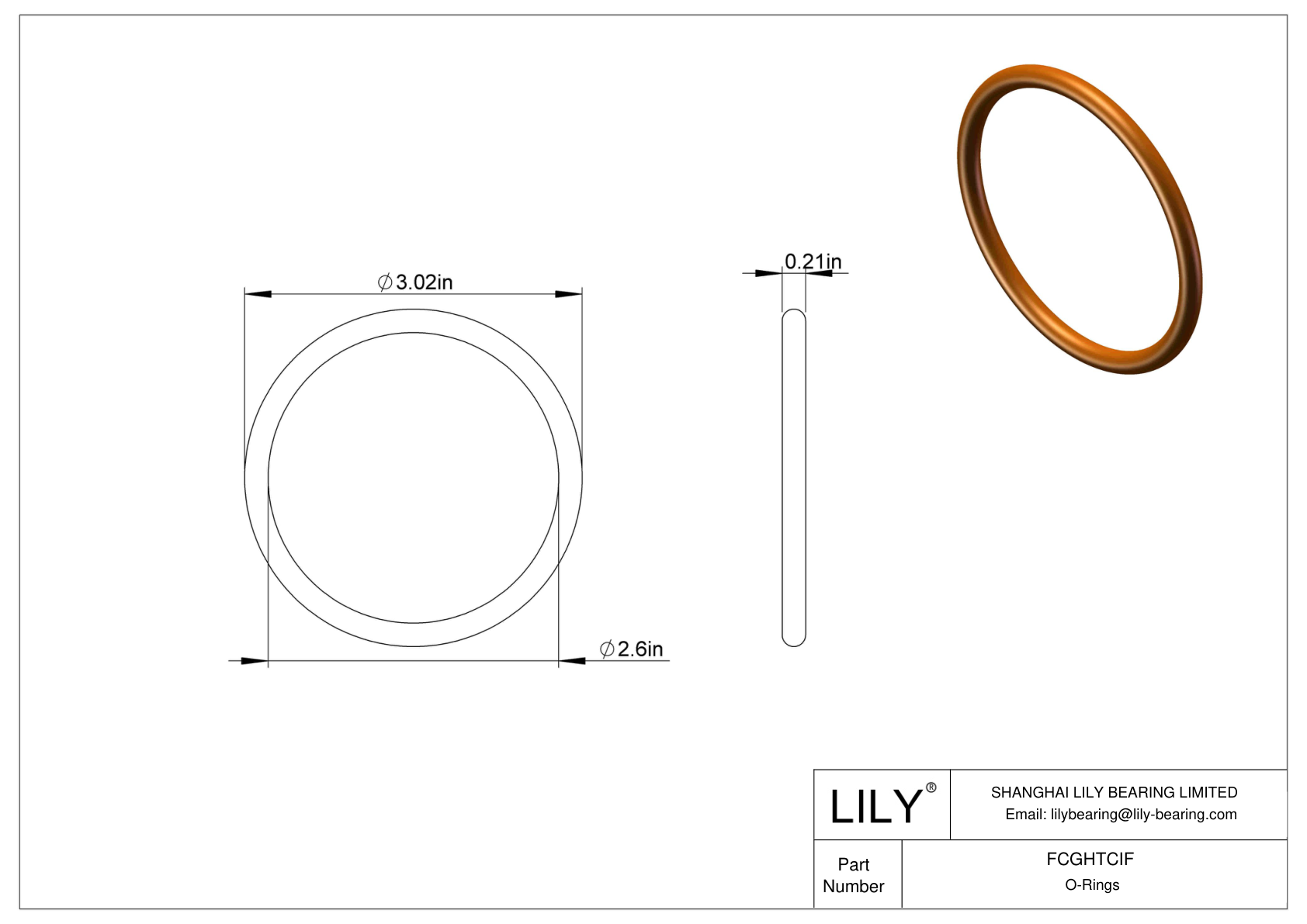 FCGHTCIF Chemical Resistant O-rings Round cad drawing