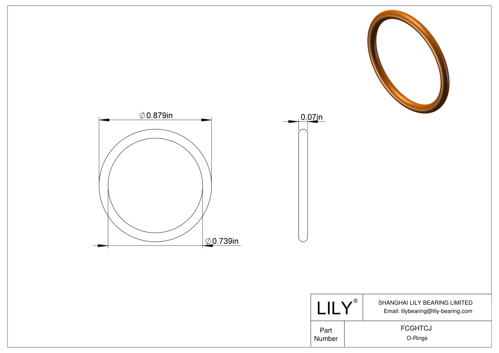 FCGHTCJ Chemical Resistant O-rings Round cad drawing