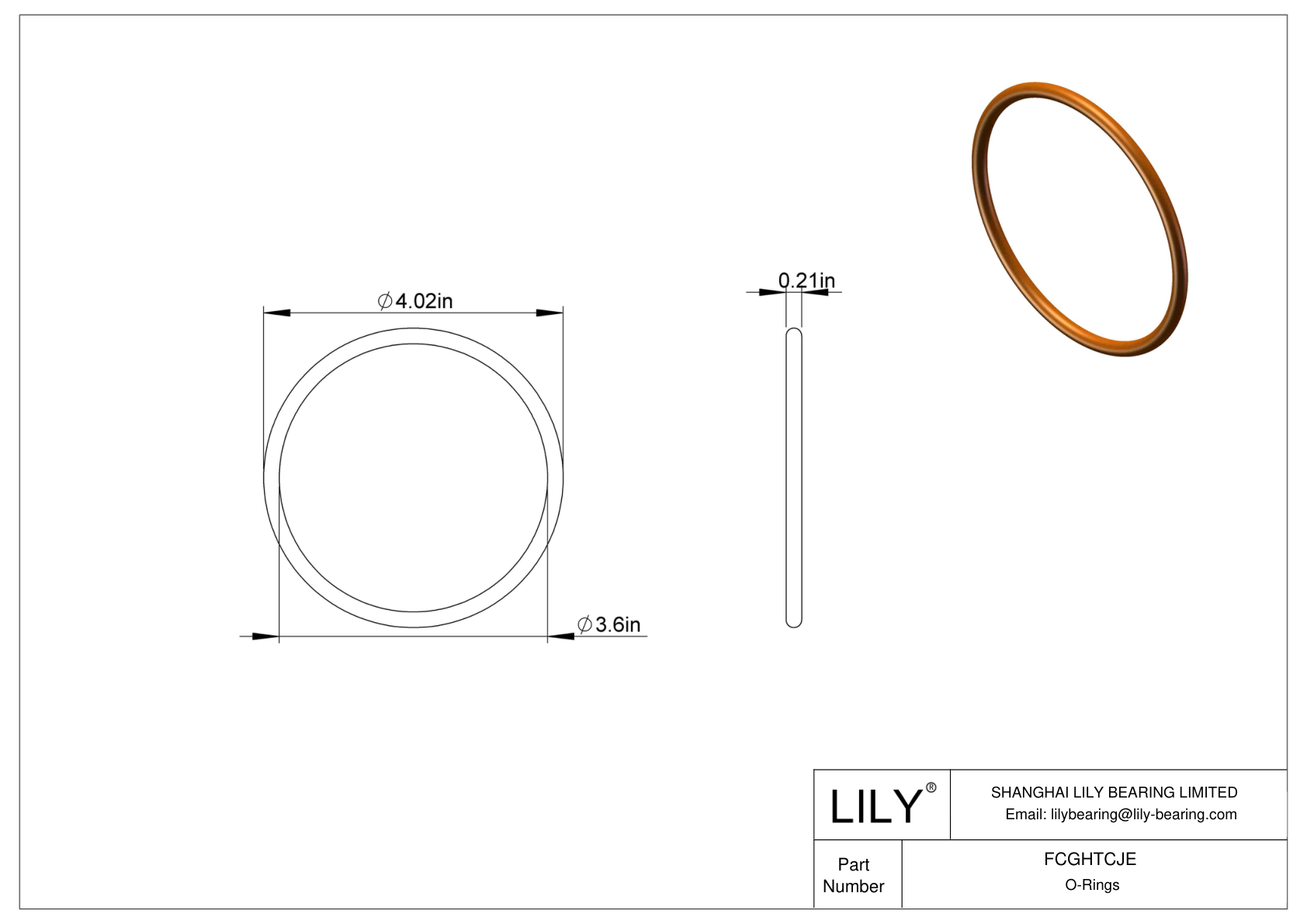 FCGHTCJE Chemical Resistant O-rings Round cad drawing