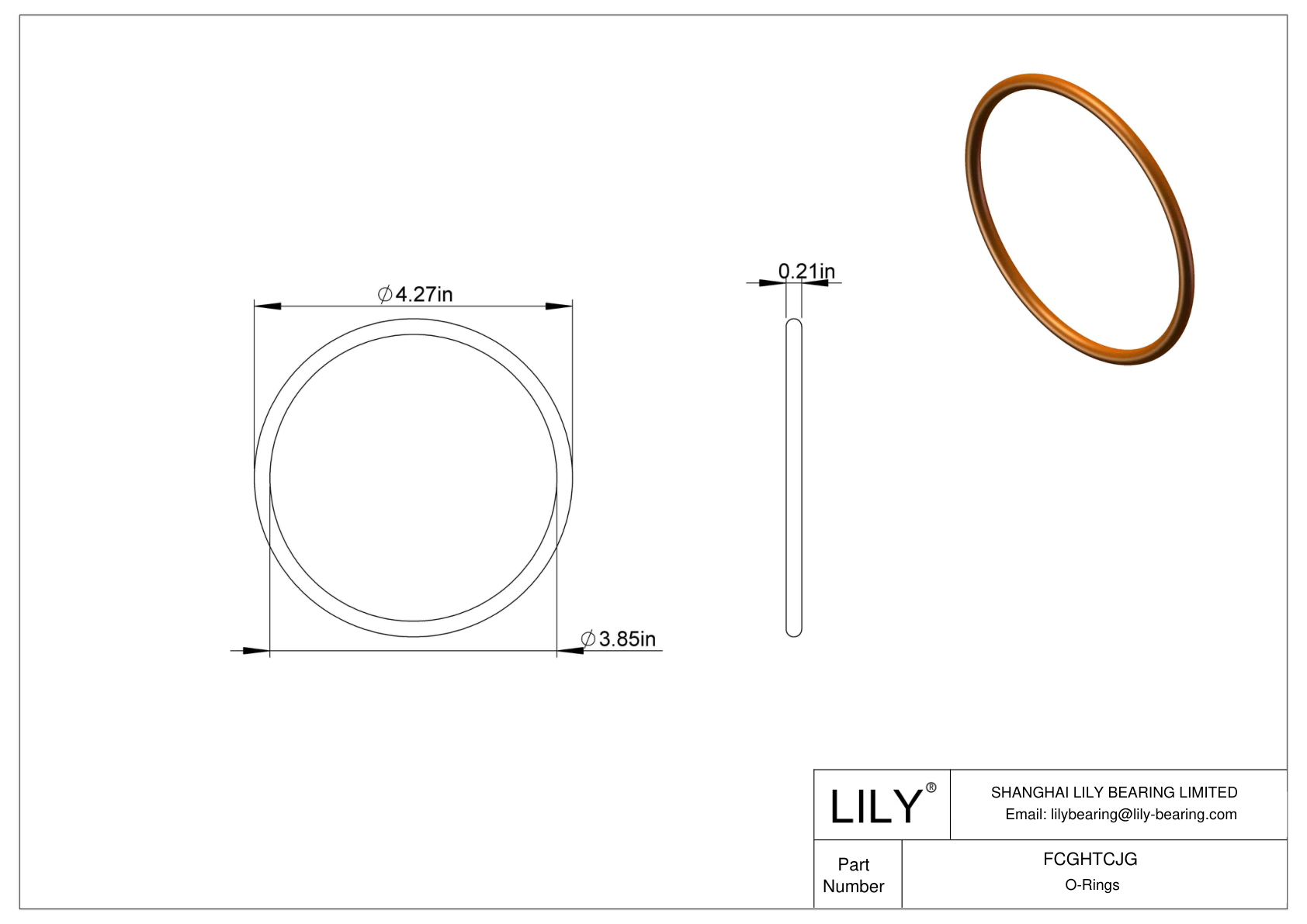 FCGHTCJG Chemical Resistant O-rings Round cad drawing