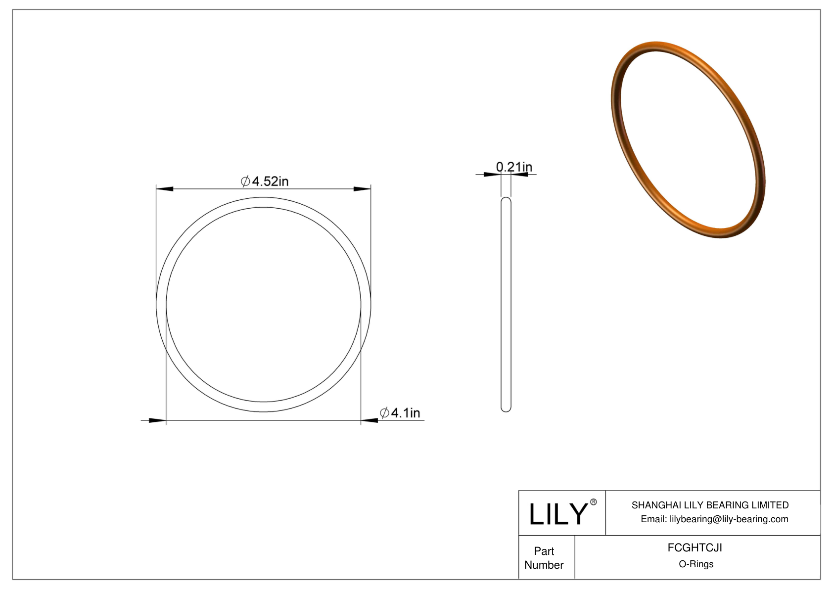 FCGHTCJI Chemical Resistant O-rings Round cad drawing