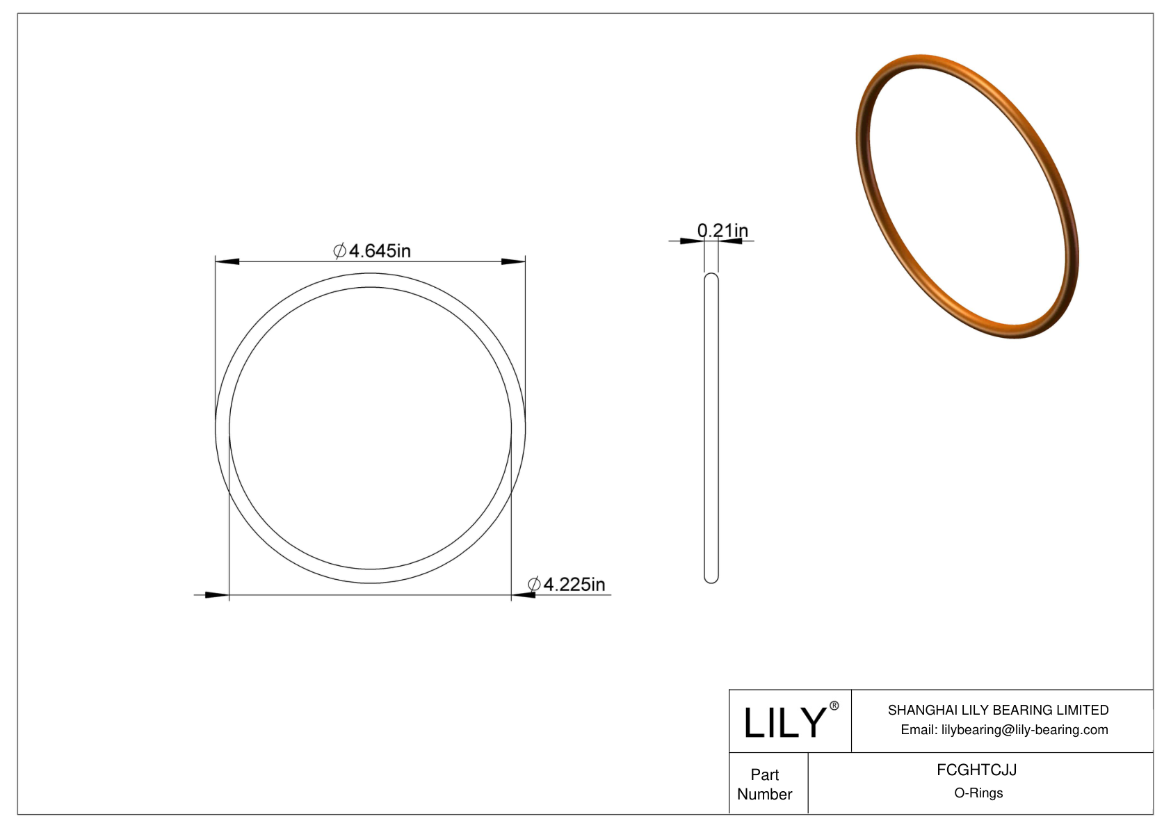 FCGHTCJJ Chemical Resistant O-rings Round cad drawing