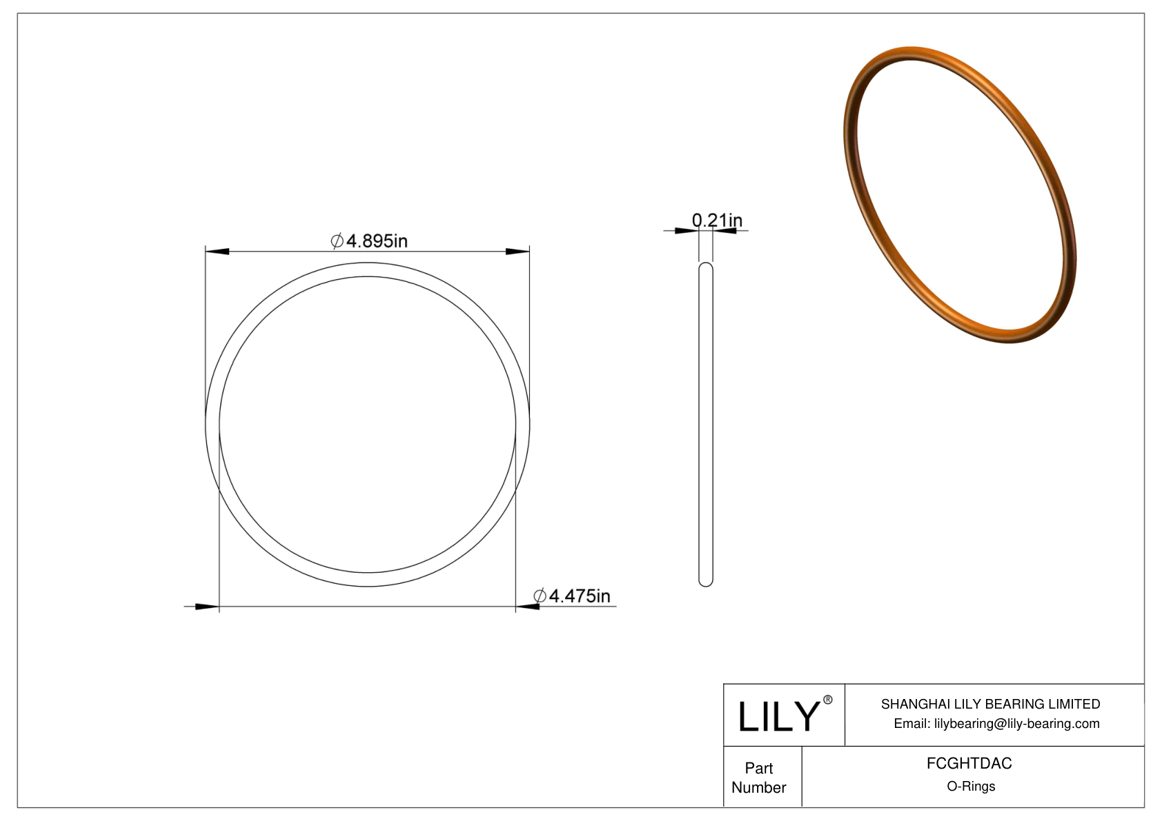 FCGHTDAC Chemical Resistant O-rings Round cad drawing