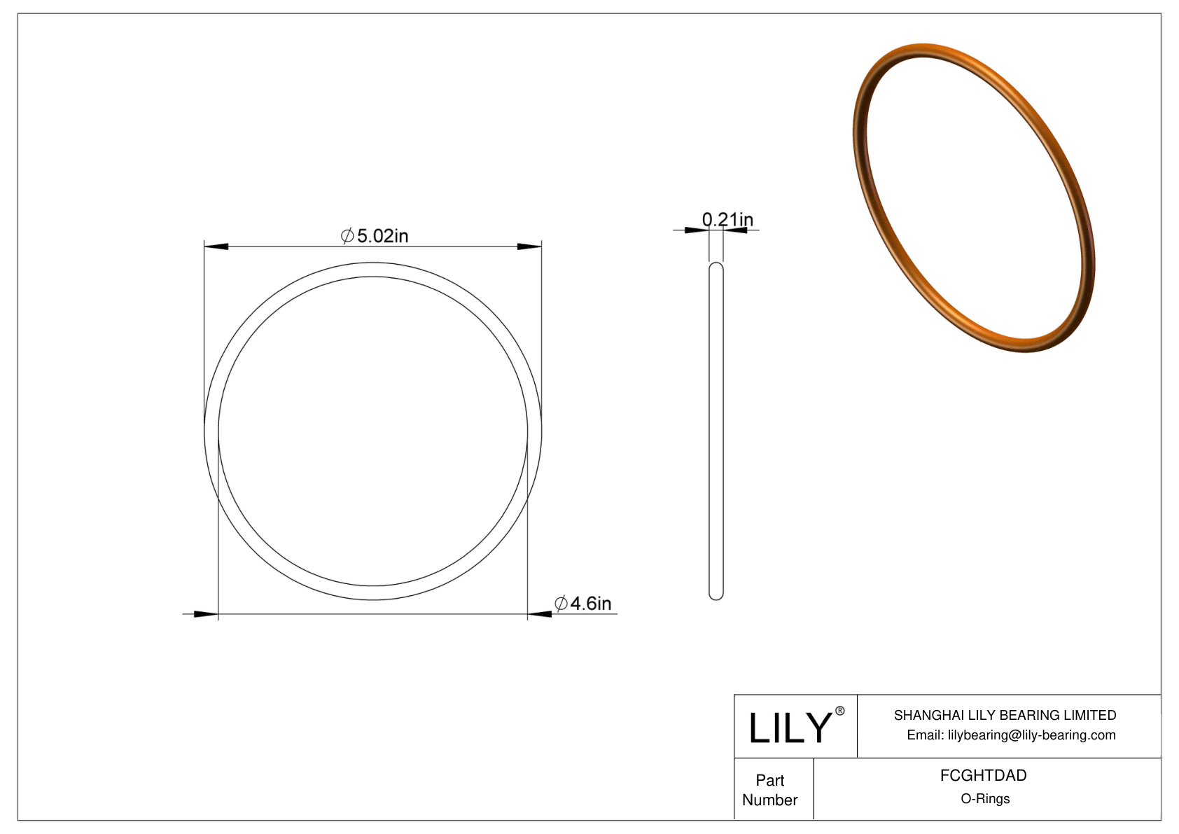 FCGHTDAD Chemical Resistant O-rings Round cad drawing