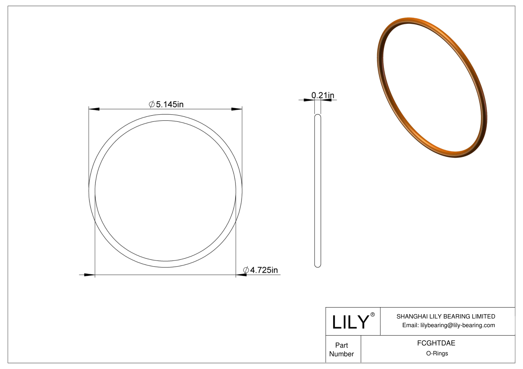 FCGHTDAE Chemical Resistant O-rings Round cad drawing