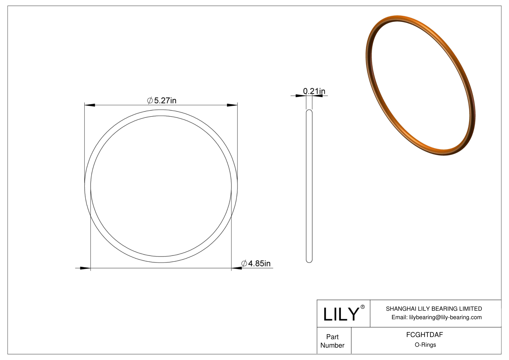 FCGHTDAF Chemical Resistant O-rings Round cad drawing