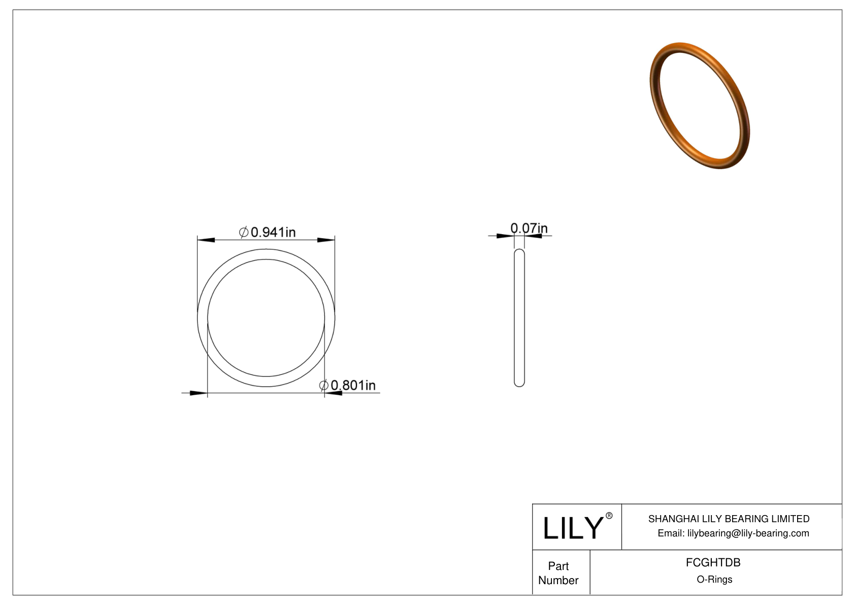 FCGHTDB Chemical Resistant O-rings Round cad drawing