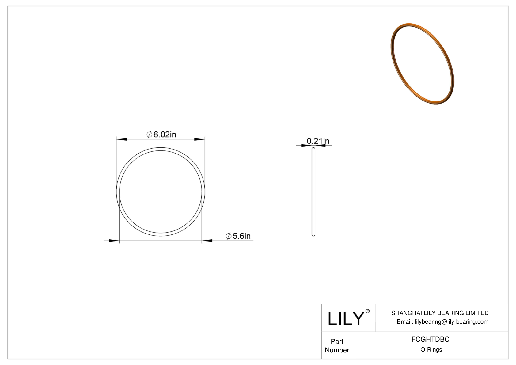 FCGHTDBC Chemical Resistant O-rings Round cad drawing