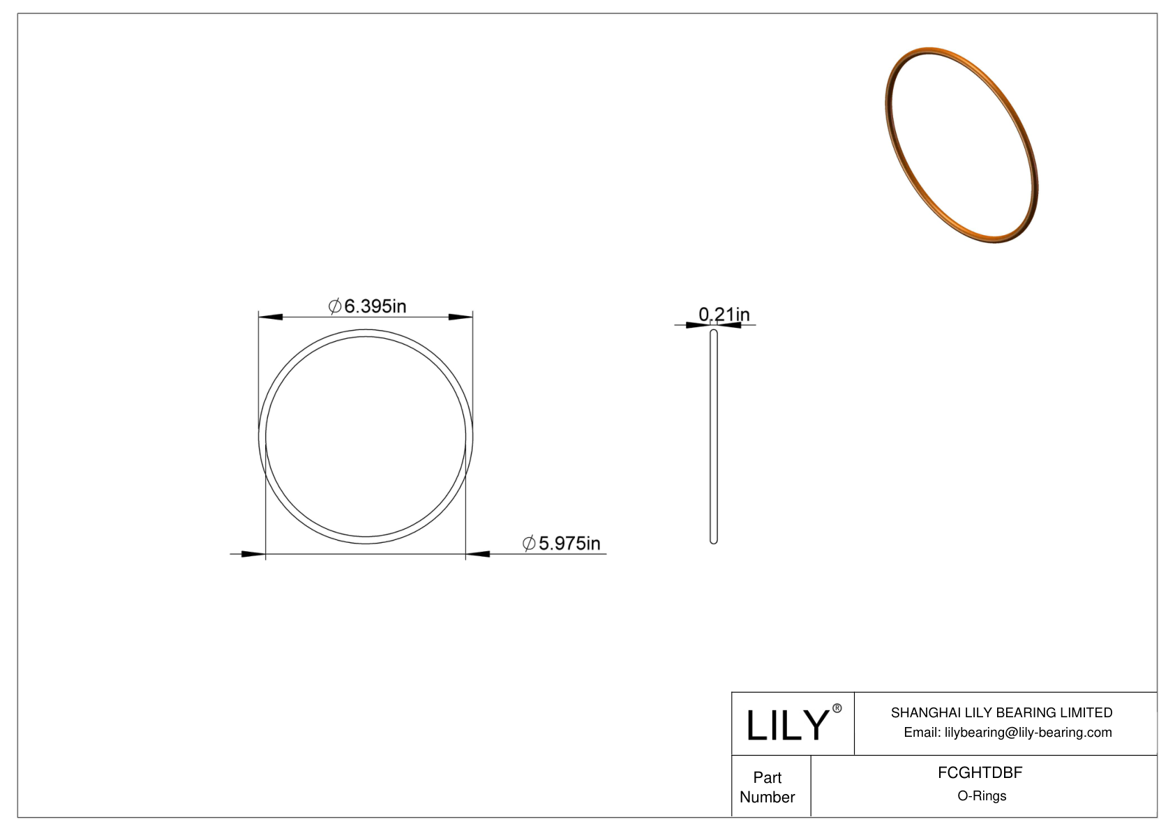 FCGHTDBF Chemical Resistant O-rings Round cad drawing