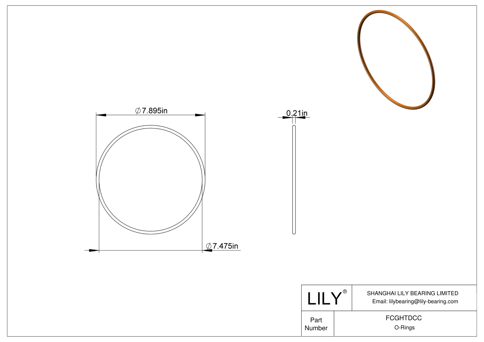 FCGHTDCC Chemical Resistant O-rings Round cad drawing