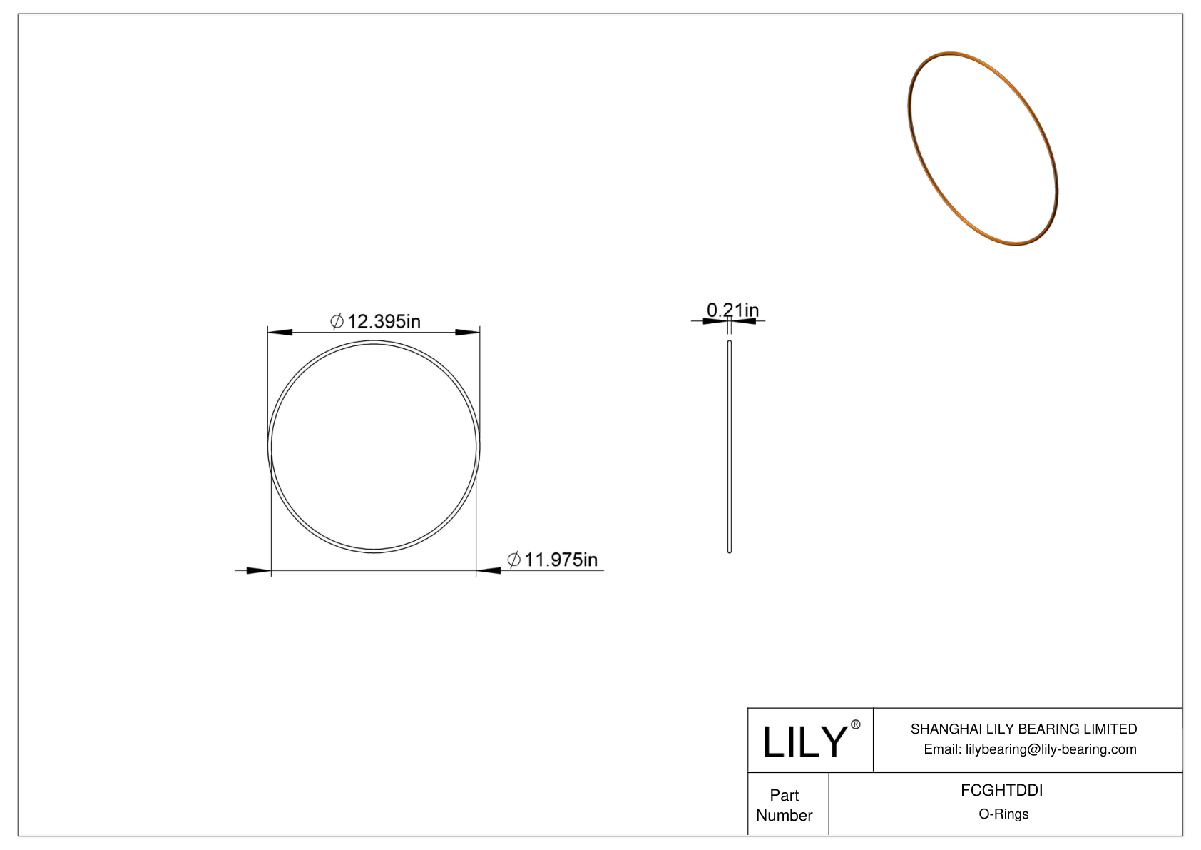 FCGHTDDI Chemical Resistant O-rings Round cad drawing