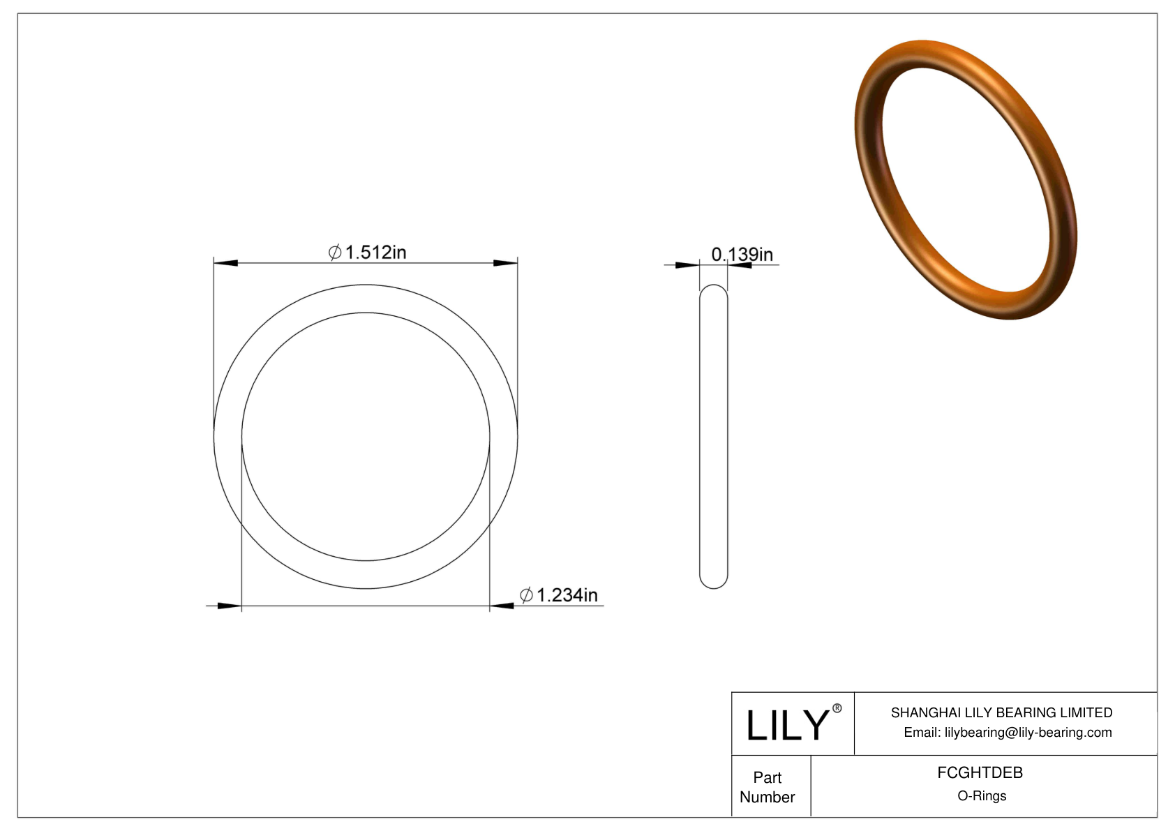 FCGHTDEB Chemical Resistant O-rings Round cad drawing