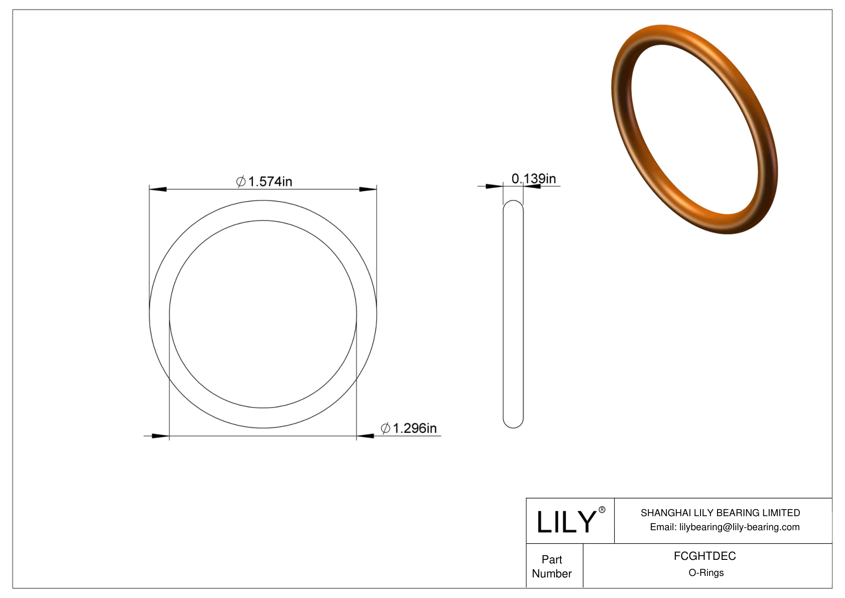 FCGHTDEC Chemical Resistant O-rings Round cad drawing