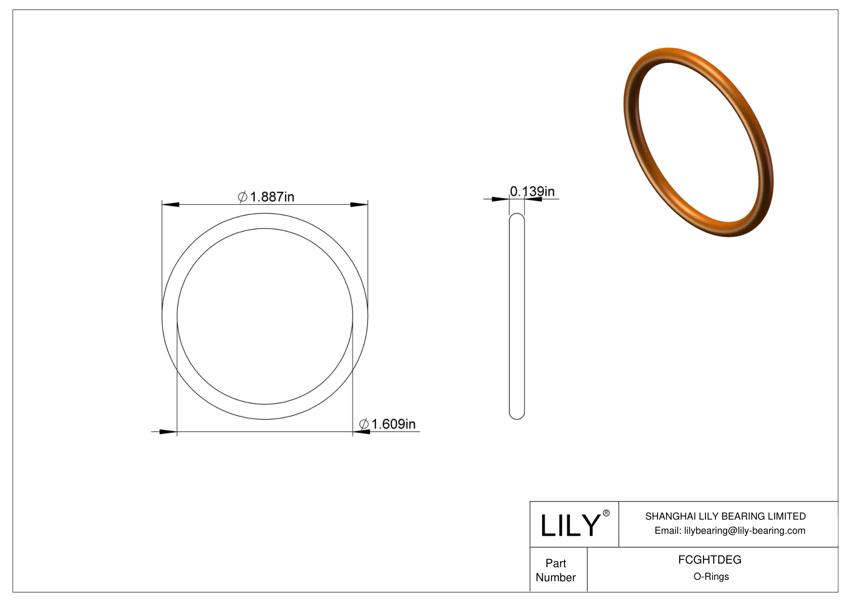 FCGHTDEG Chemical Resistant O-rings Round cad drawing