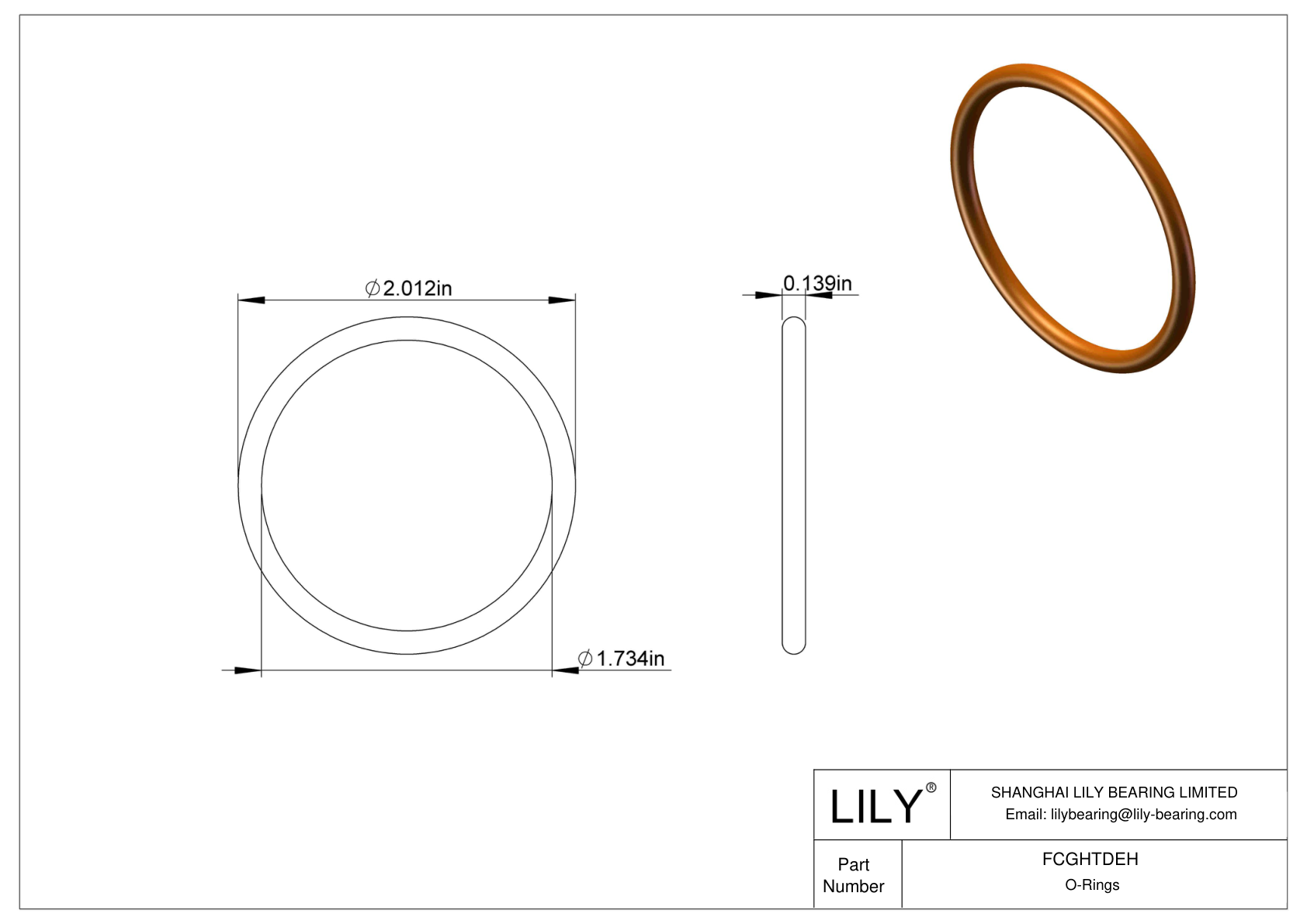 FCGHTDEH Chemical Resistant O-rings Round cad drawing