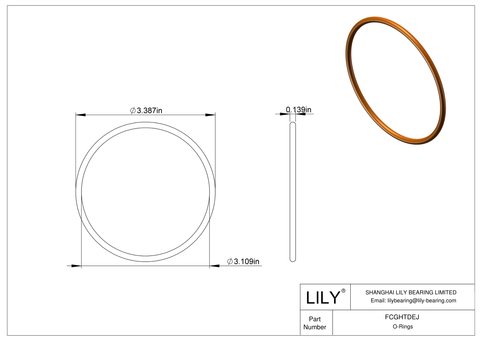 FCGHTDEJ Chemical Resistant O-rings Round cad drawing