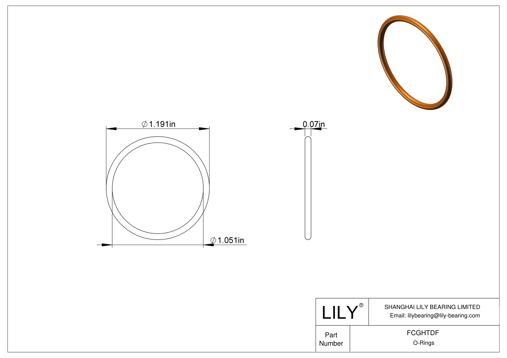 FCGHTDF Chemical Resistant O-rings Round cad drawing