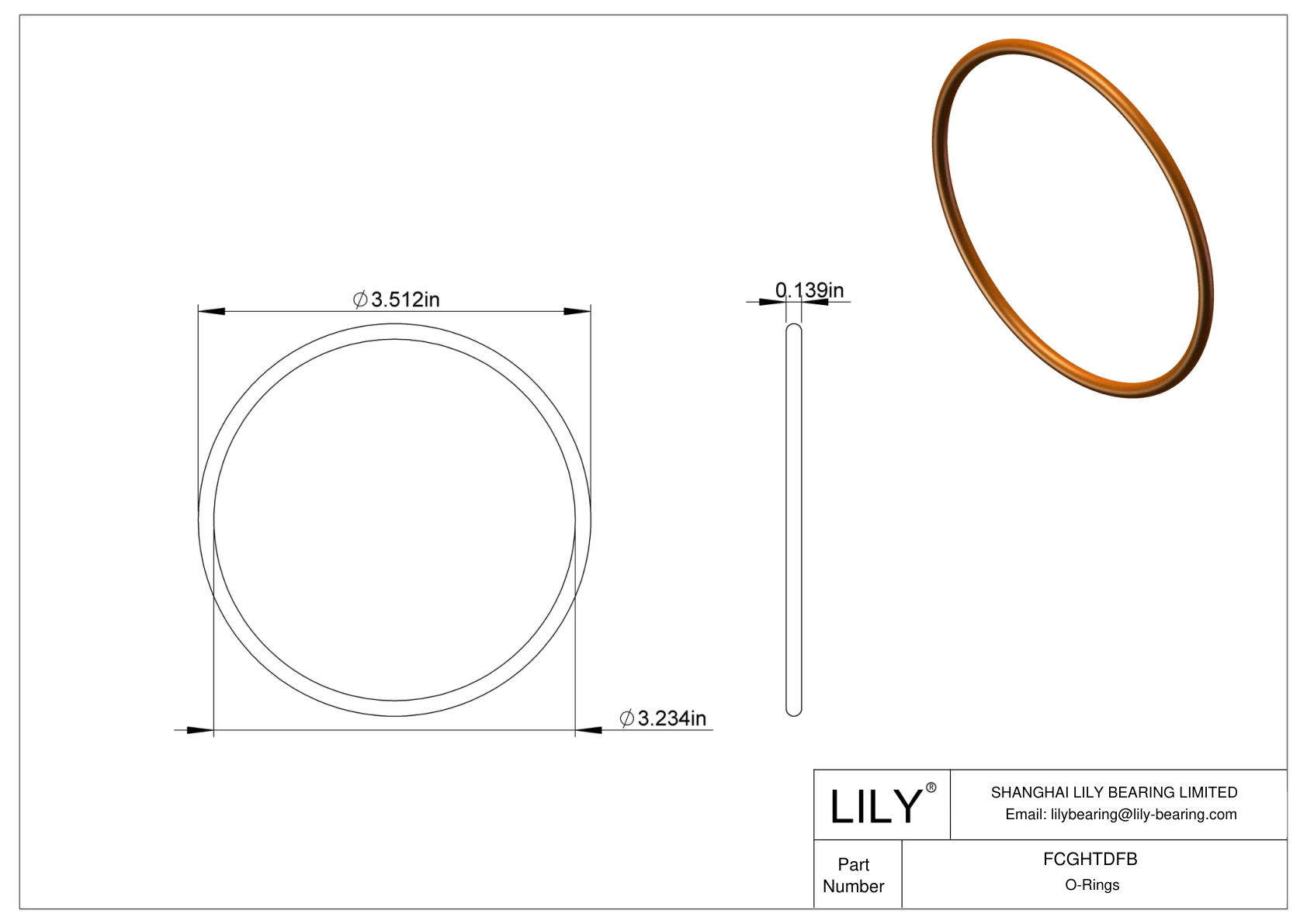 FCGHTDFB Chemical Resistant O-rings Round cad drawing