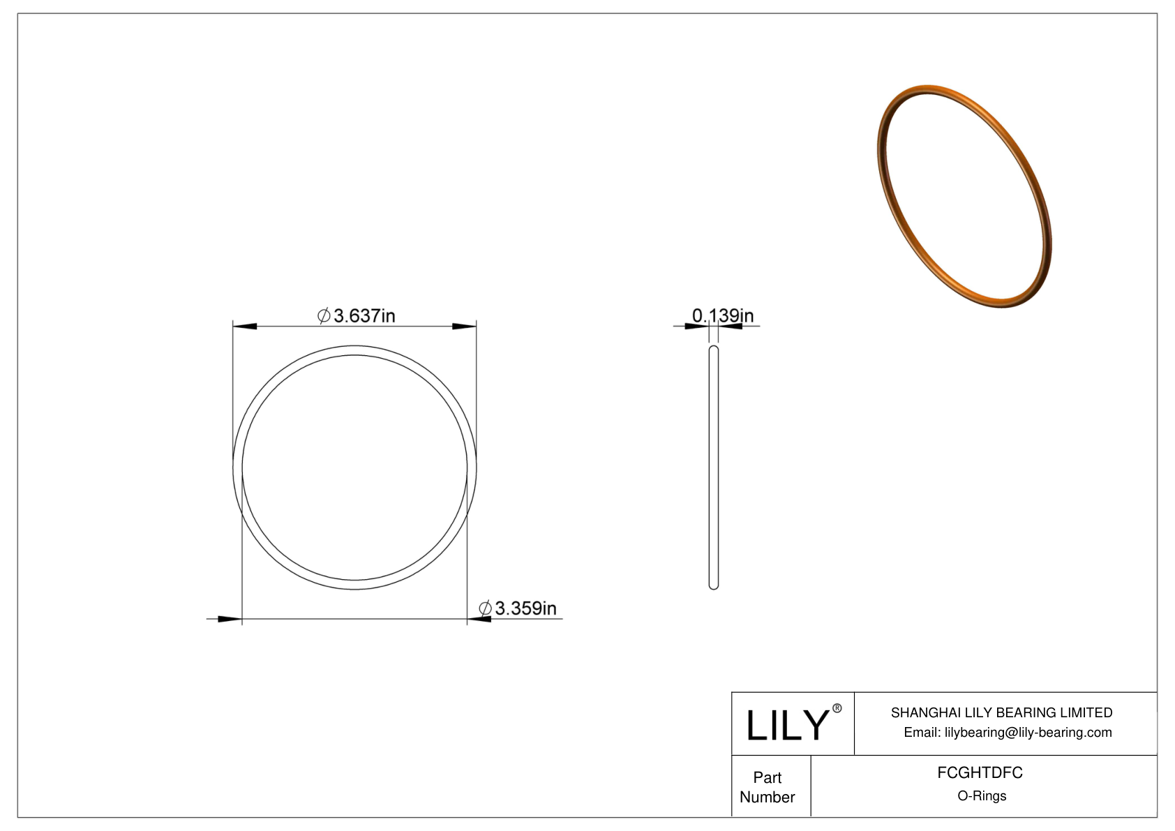 FCGHTDFC Chemical Resistant O-rings Round cad drawing