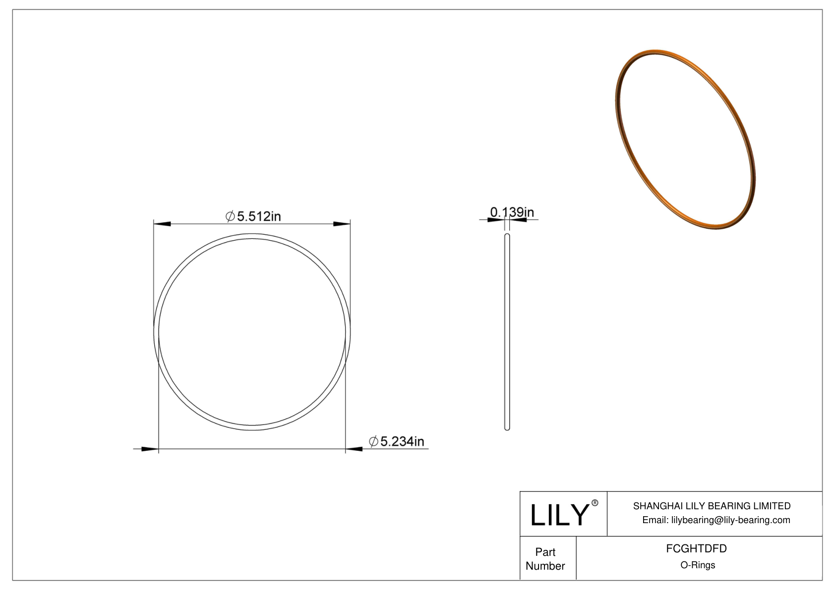 FCGHTDFD Chemical Resistant O-rings Round cad drawing