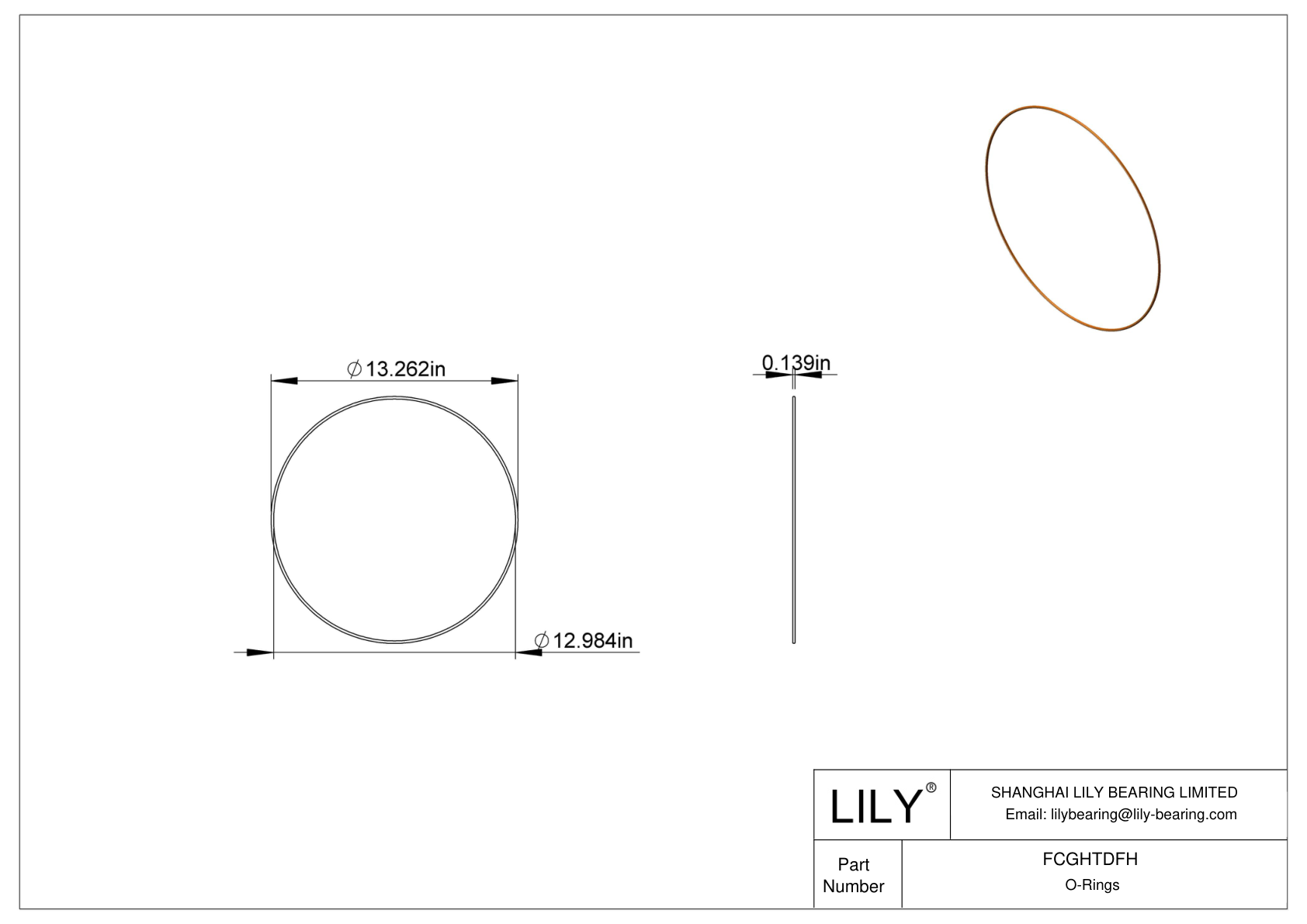 FCGHTDFH Chemical Resistant O-rings Round cad drawing