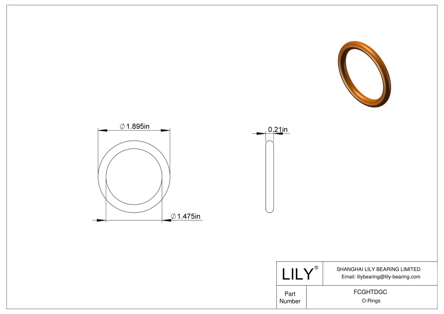 FCGHTDGC Chemical Resistant O-rings Round cad drawing