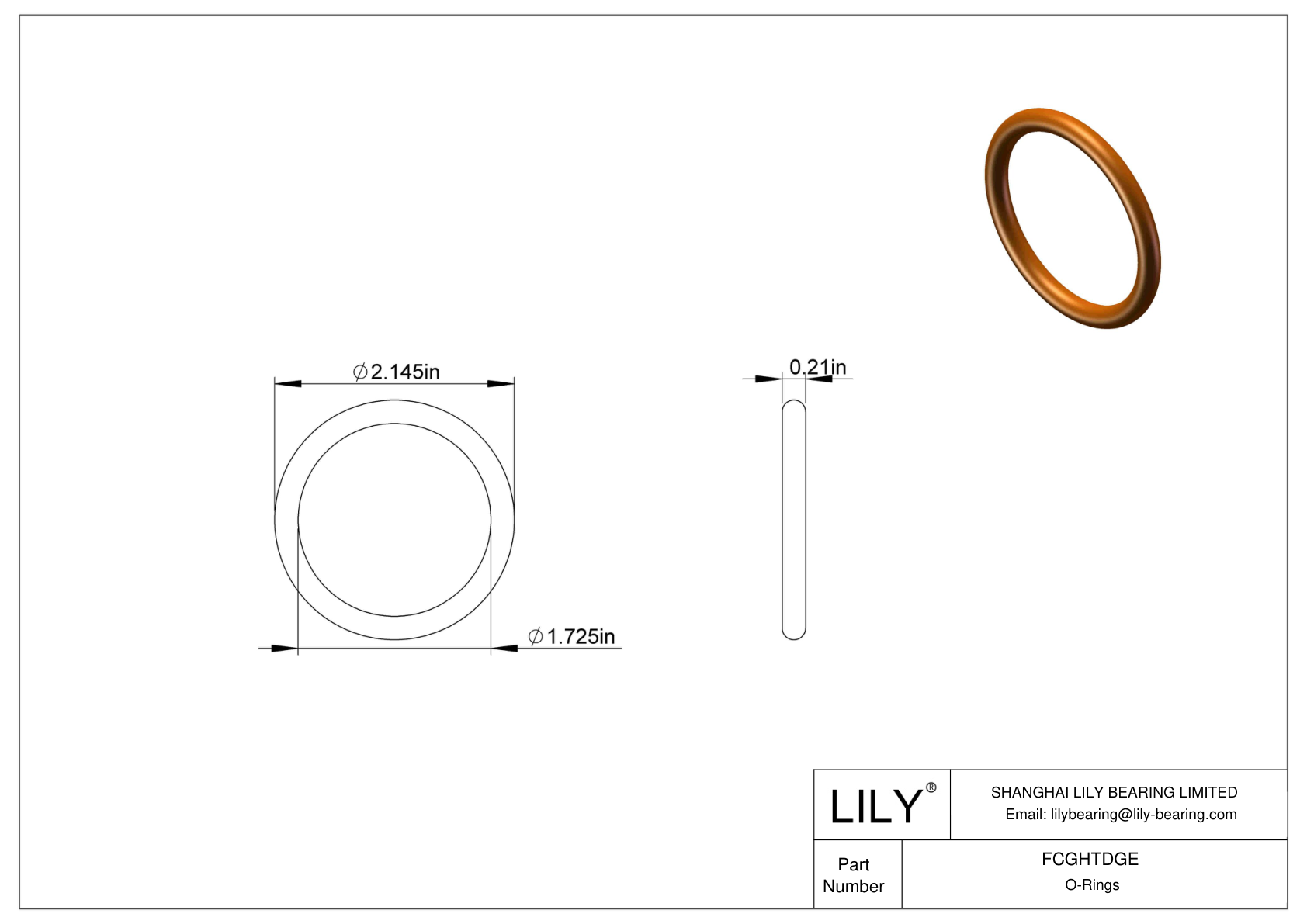 FCGHTDGE Chemical Resistant O-rings Round cad drawing