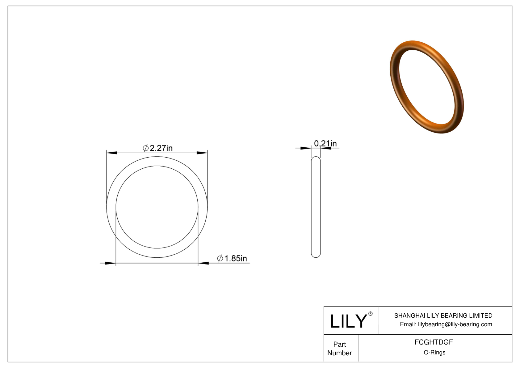 FCGHTDGF Chemical Resistant O-rings Round cad drawing