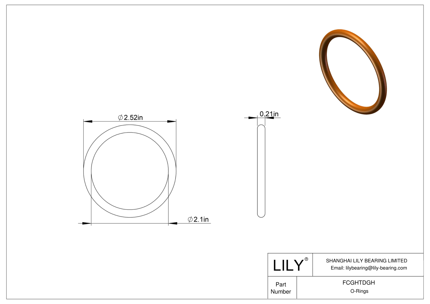 FCGHTDGH Chemical Resistant O-rings Round cad drawing