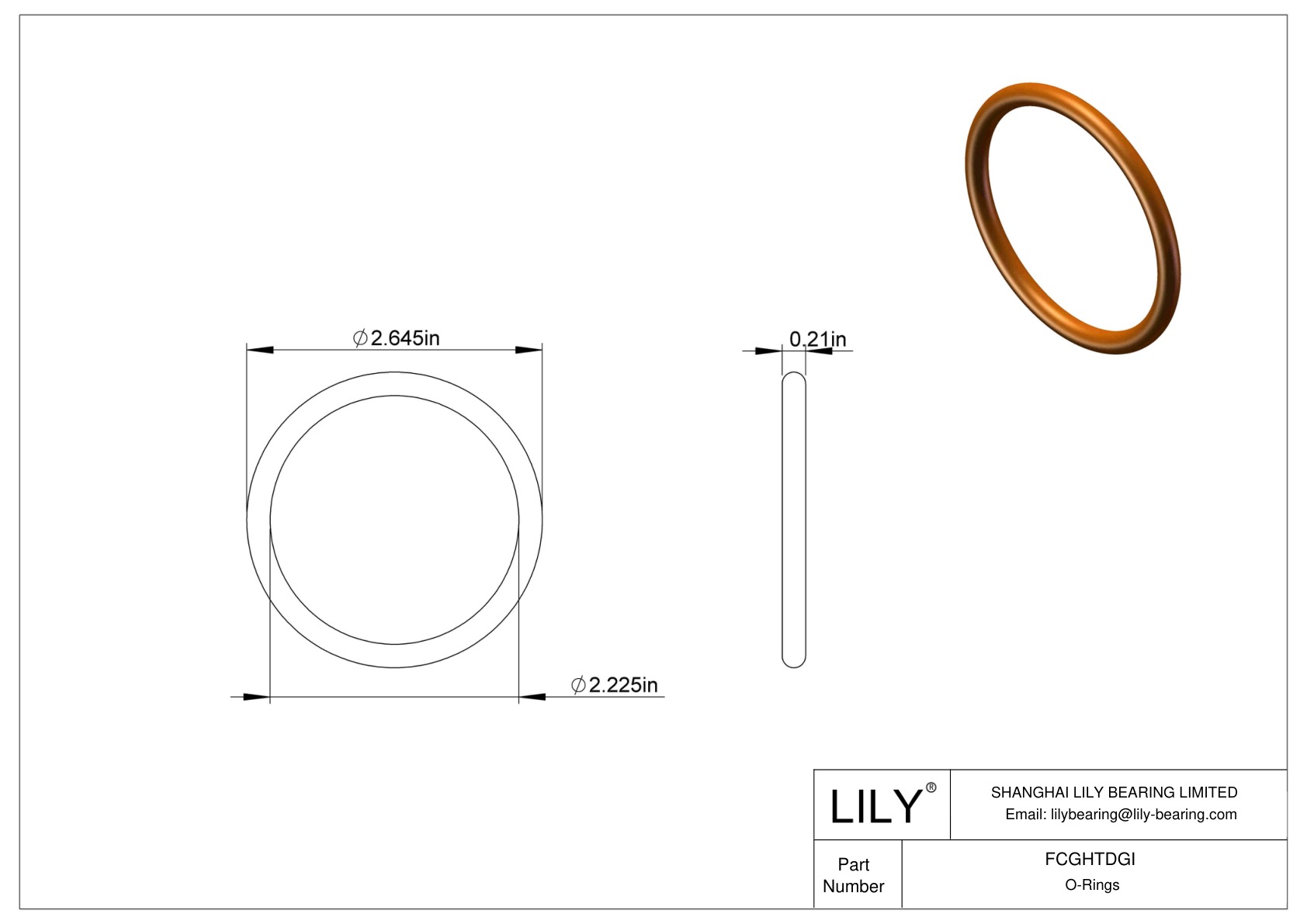 FCGHTDGI Chemical Resistant O-rings Round cad drawing