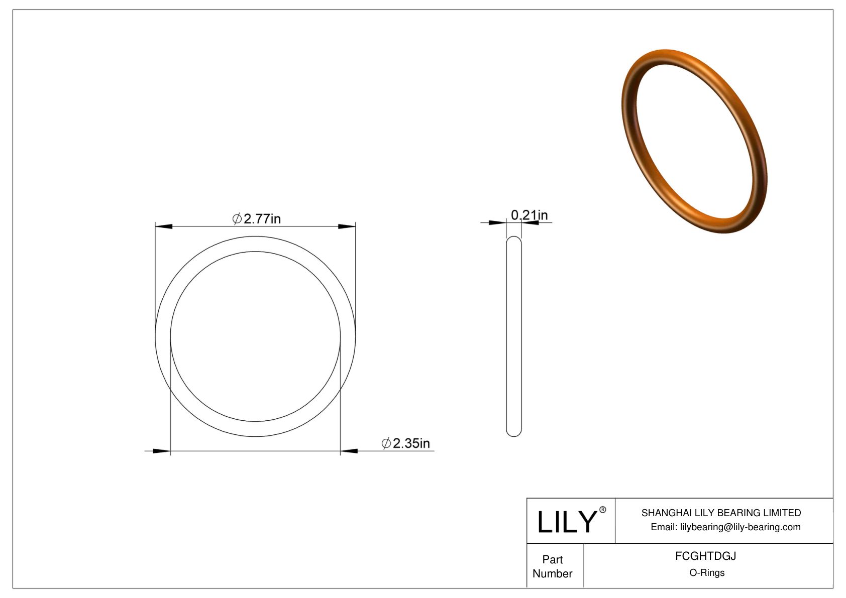 FCGHTDGJ Chemical Resistant O-rings Round cad drawing