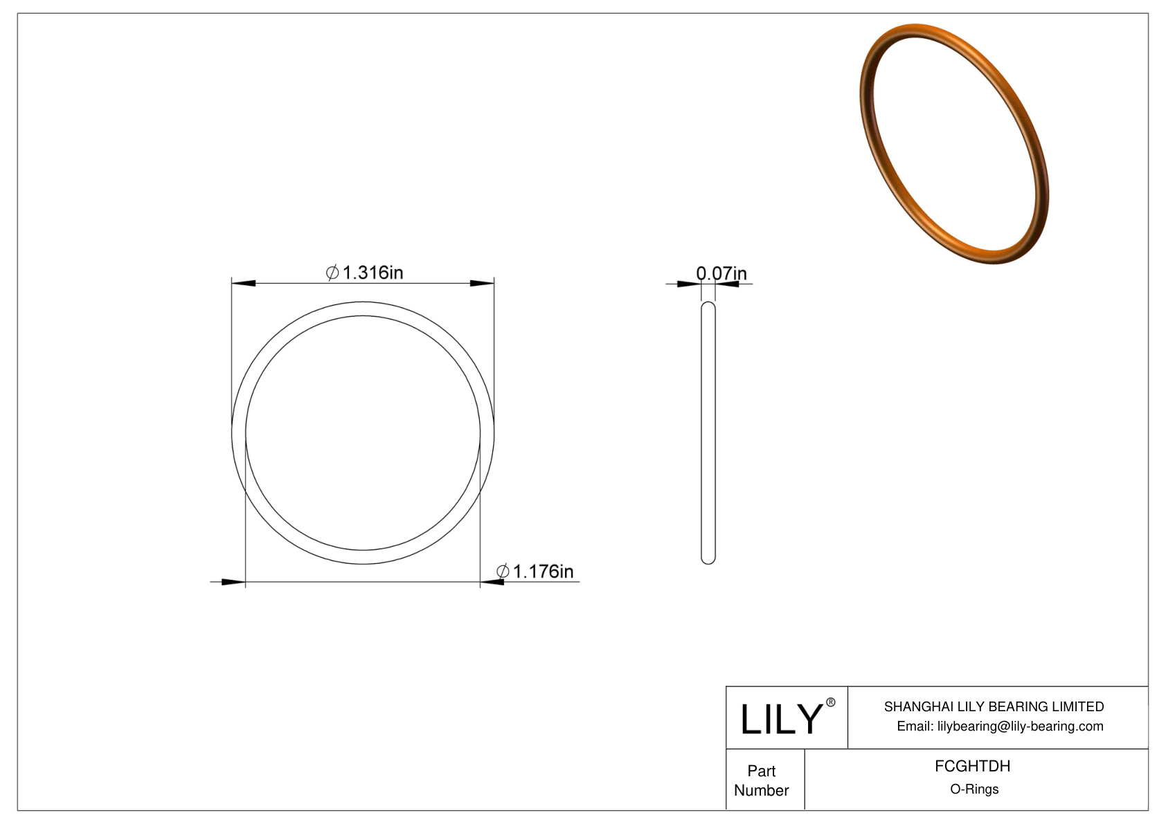 FCGHTDH Chemical Resistant O-rings Round cad drawing