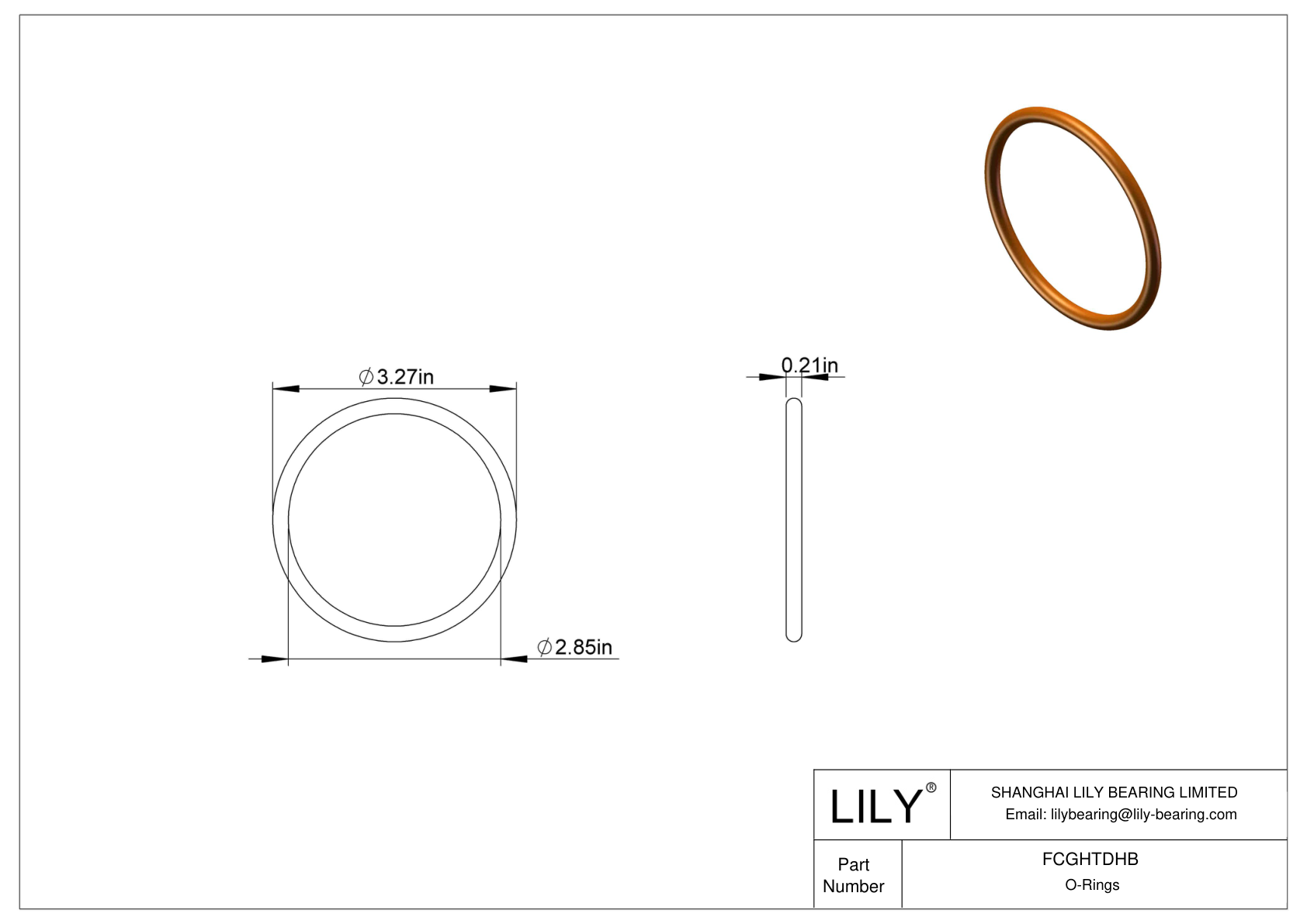 FCGHTDHB Chemical Resistant O-rings Round cad drawing