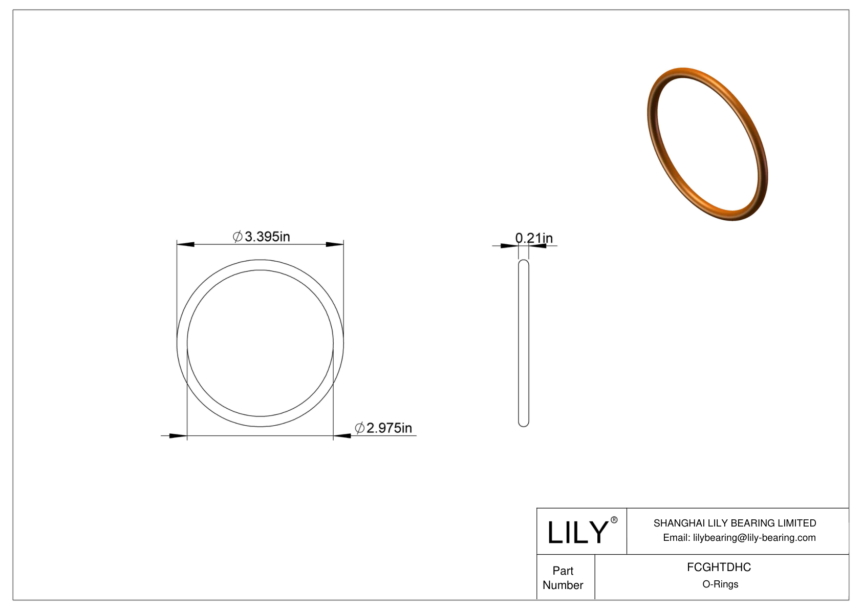 FCGHTDHC Chemical Resistant O-rings Round cad drawing