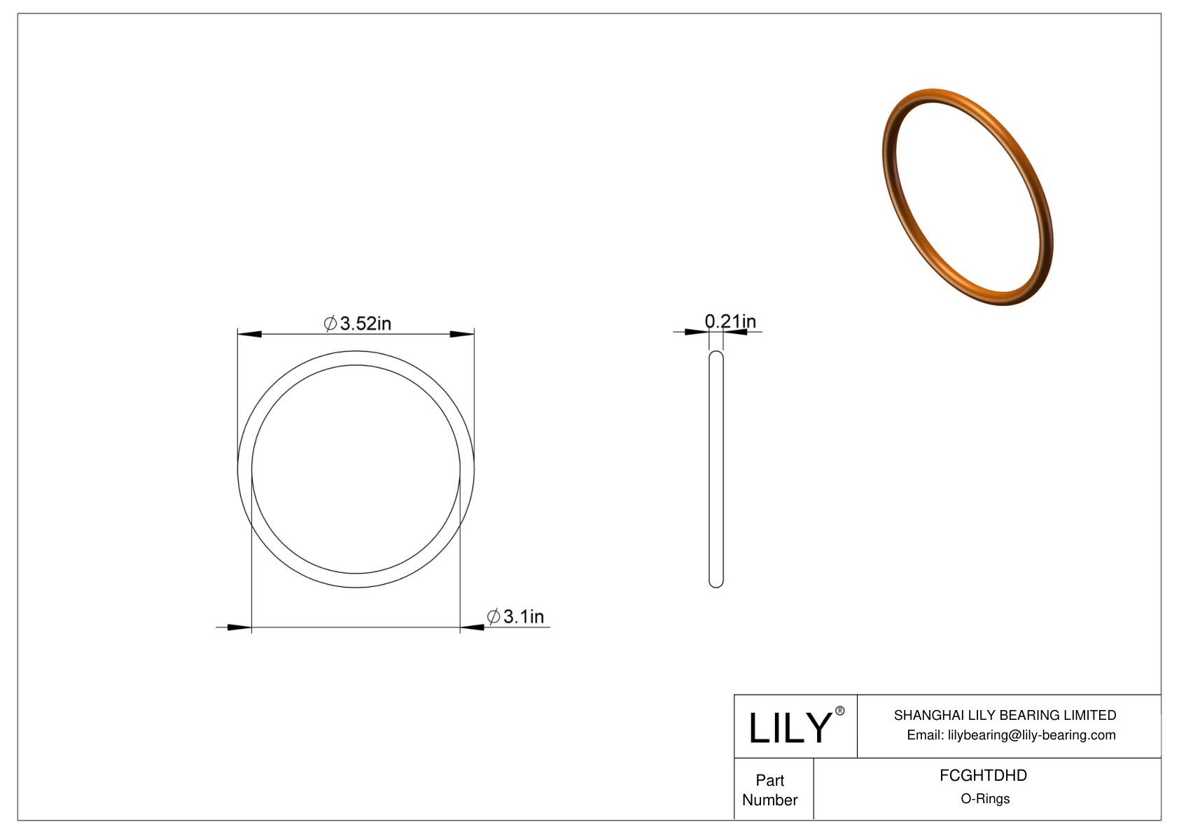 FCGHTDHD Chemical Resistant O-rings Round cad drawing