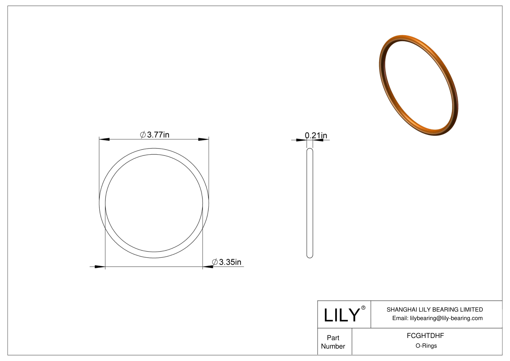 FCGHTDHF Chemical Resistant O-rings Round cad drawing