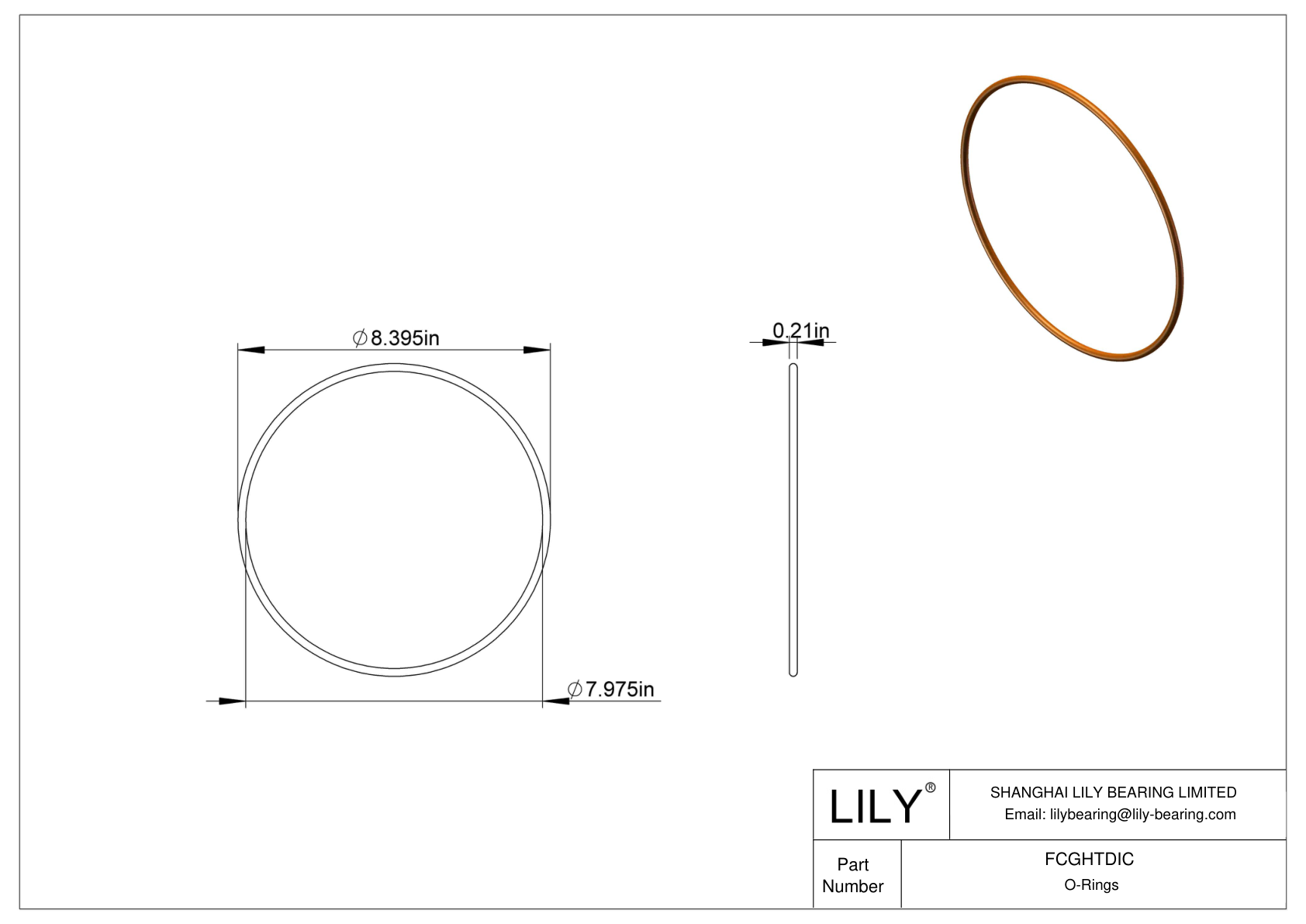 FCGHTDIC Chemical Resistant O-rings Round cad drawing