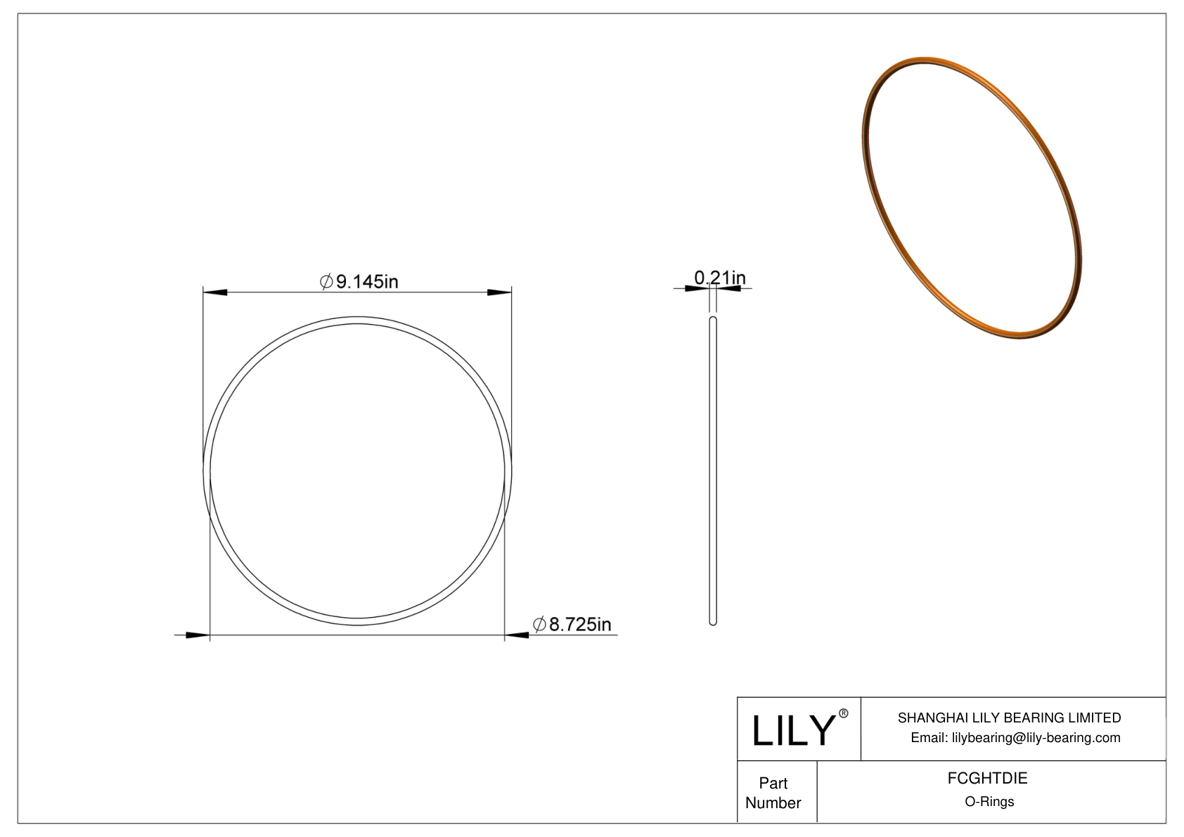 FCGHTDIE Chemical Resistant O-rings Round cad drawing