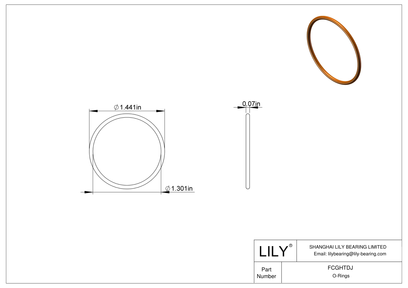 FCGHTDJ Chemical Resistant O-rings Round cad drawing