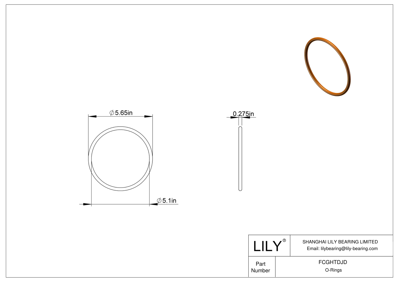 FCGHTDJD Chemical Resistant O-rings Round cad drawing