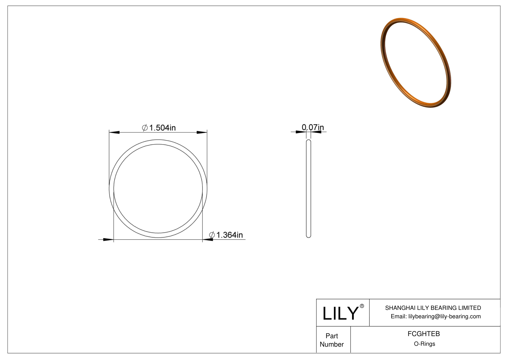 FCGHTEB Chemical Resistant O-rings Round cad drawing