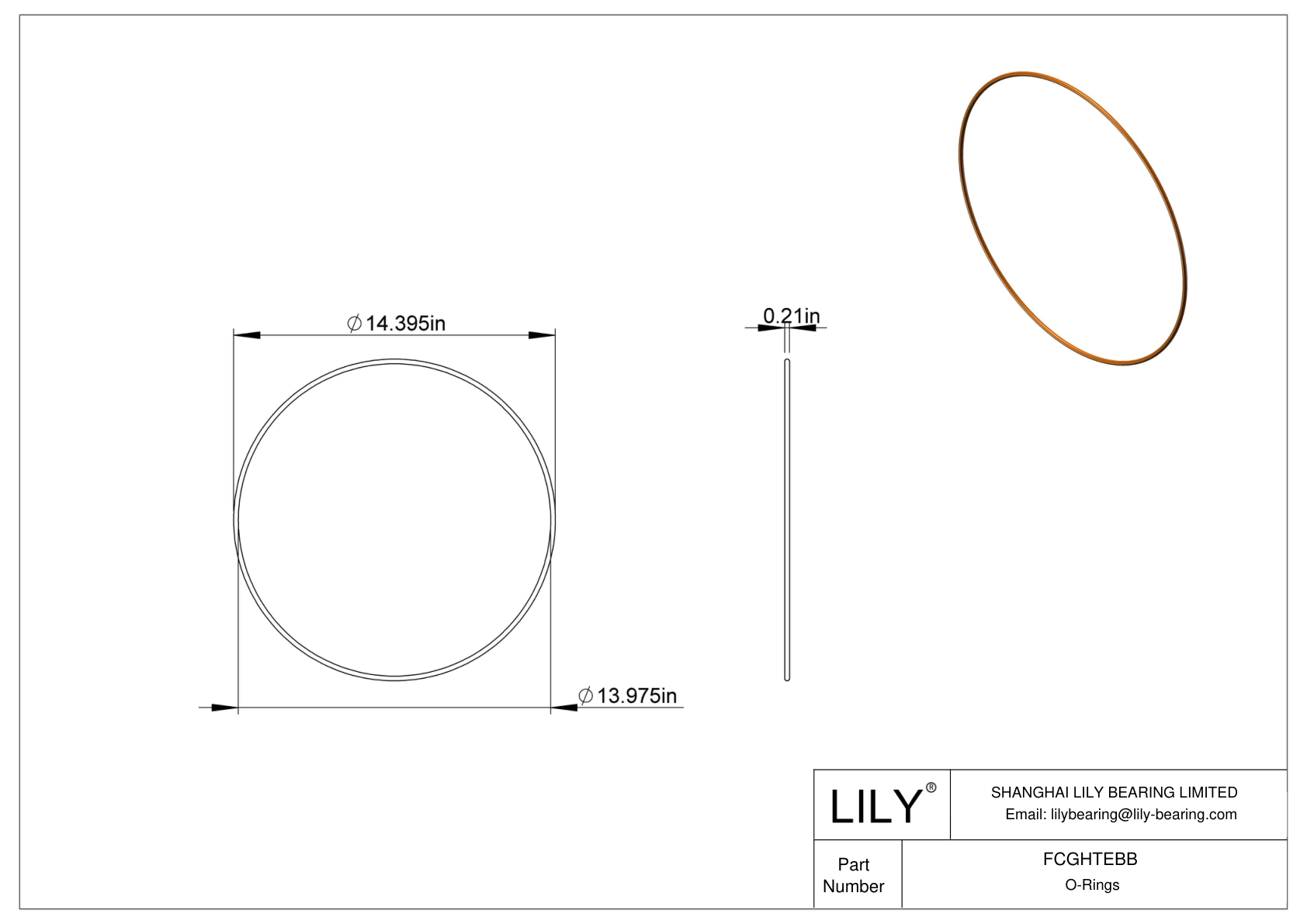 FCGHTEBB Chemical Resistant O-rings Round cad drawing