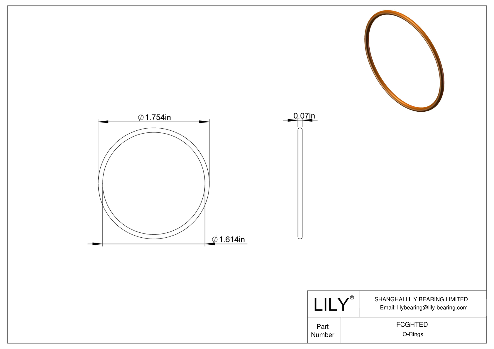 FCGHTED Chemical Resistant O-rings Round cad drawing