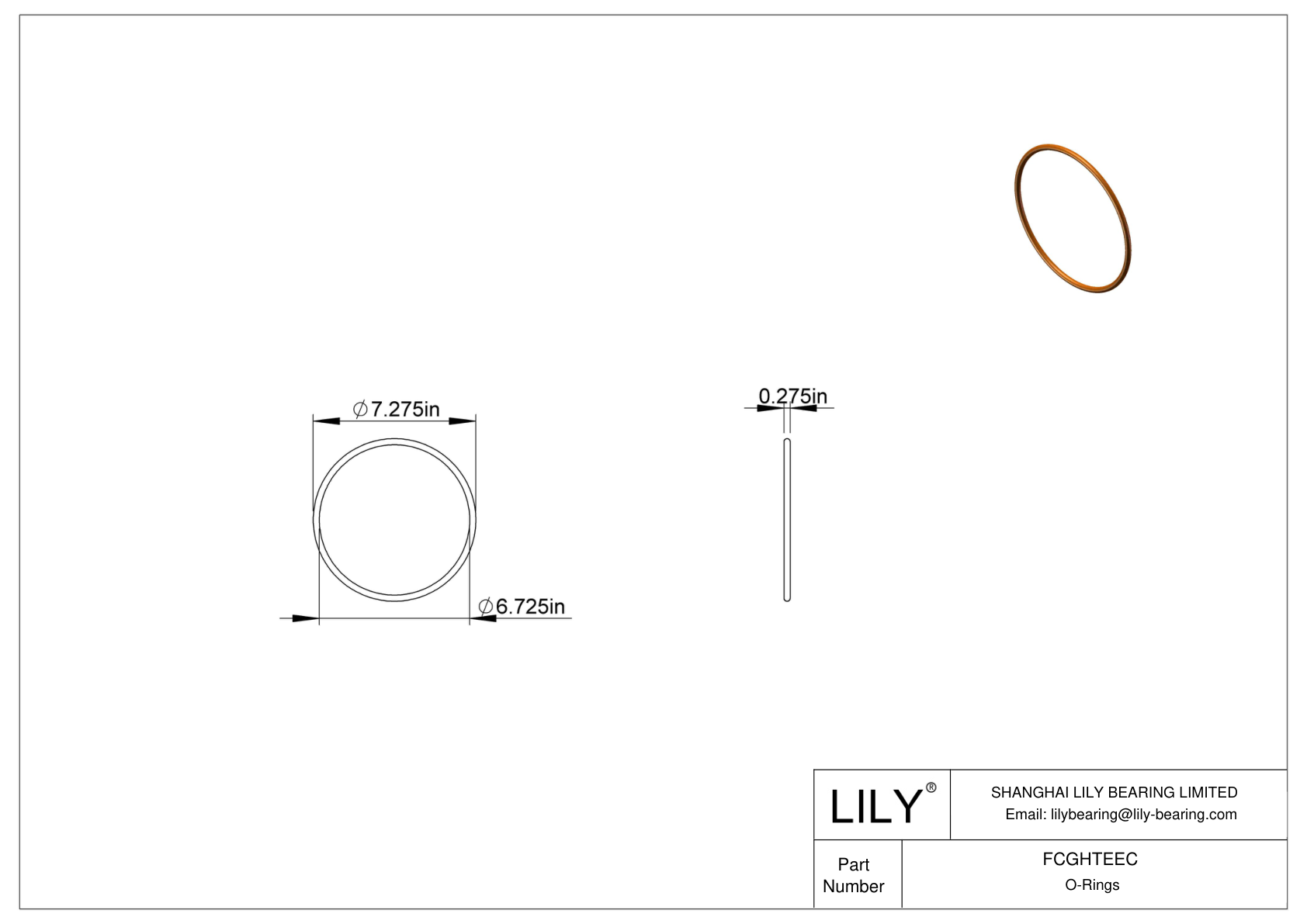 FCGHTEEC Chemical Resistant O-rings Round cad drawing