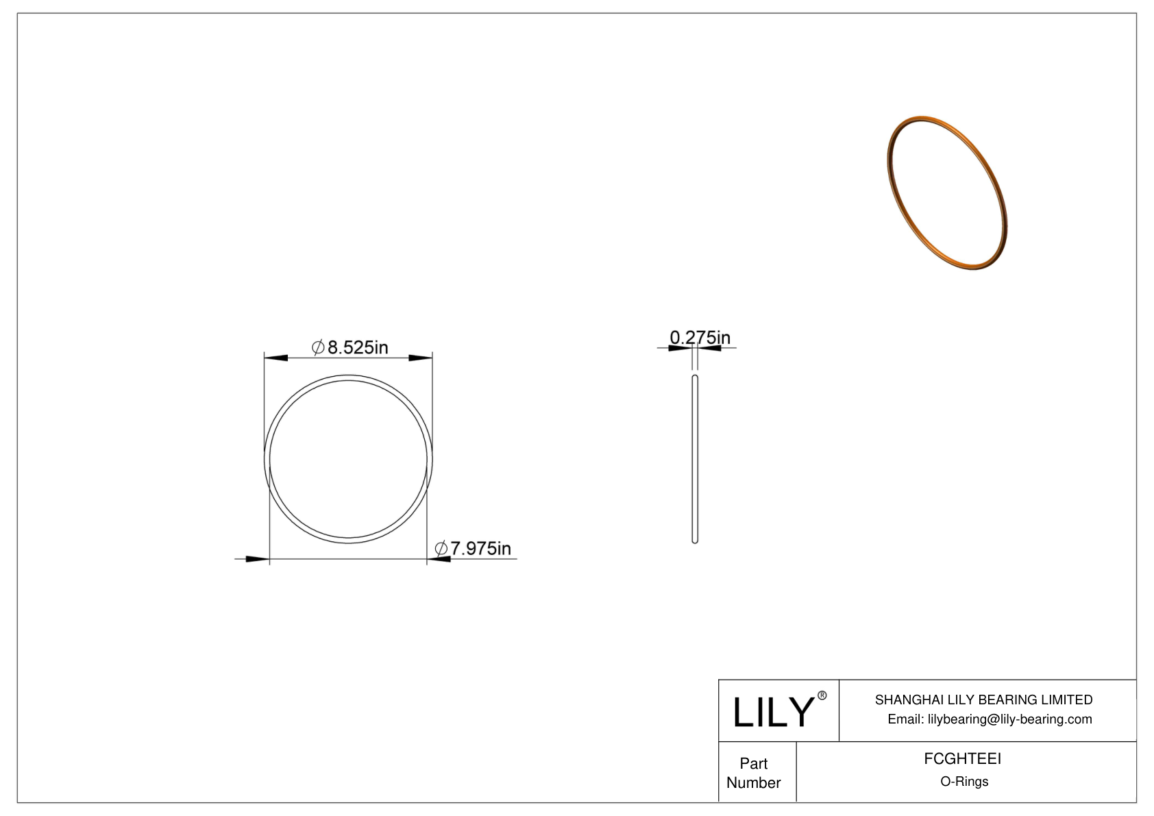 FCGHTEEI Chemical Resistant O-rings Round cad drawing