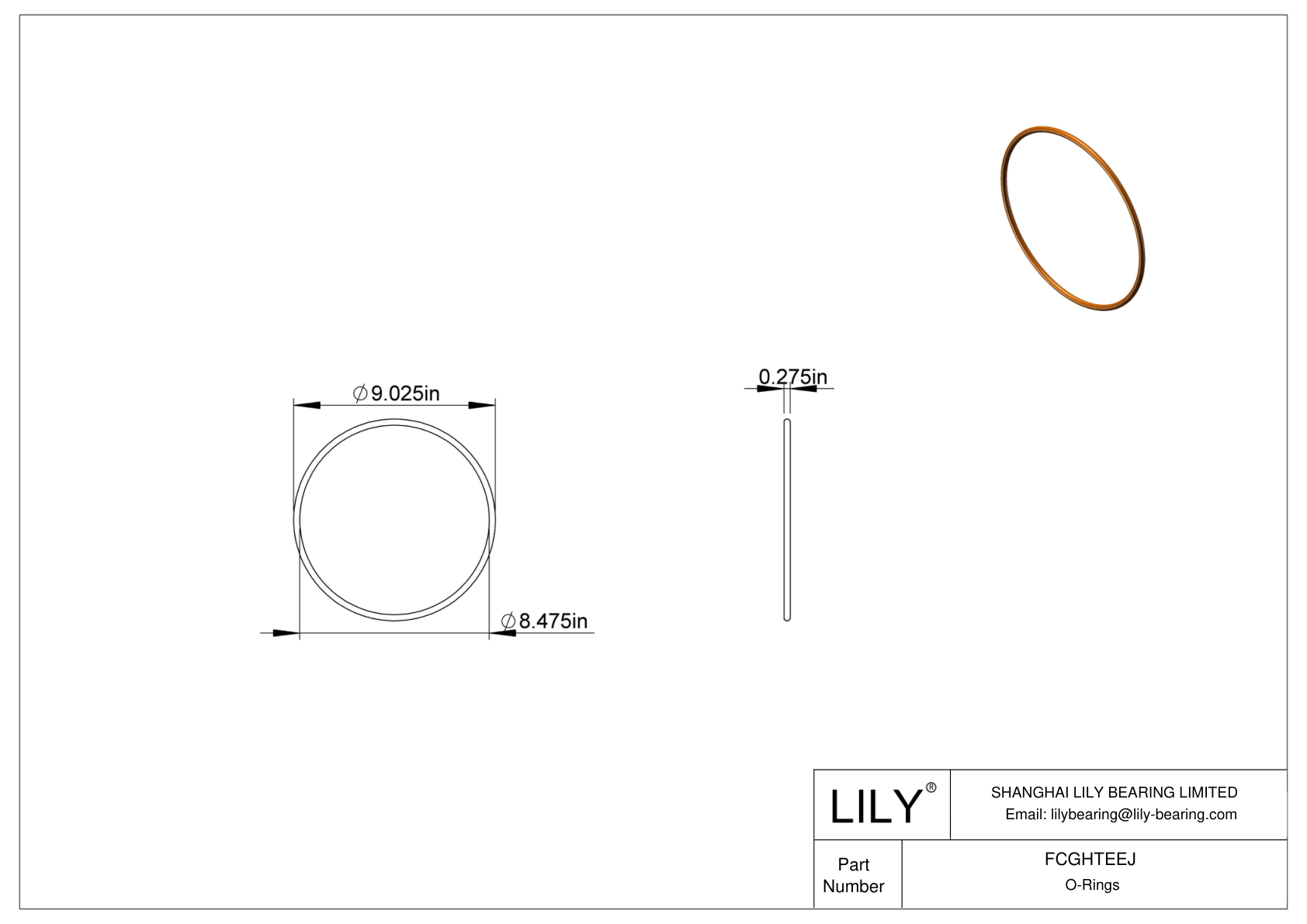 FCGHTEEJ Chemical Resistant O-rings Round cad drawing