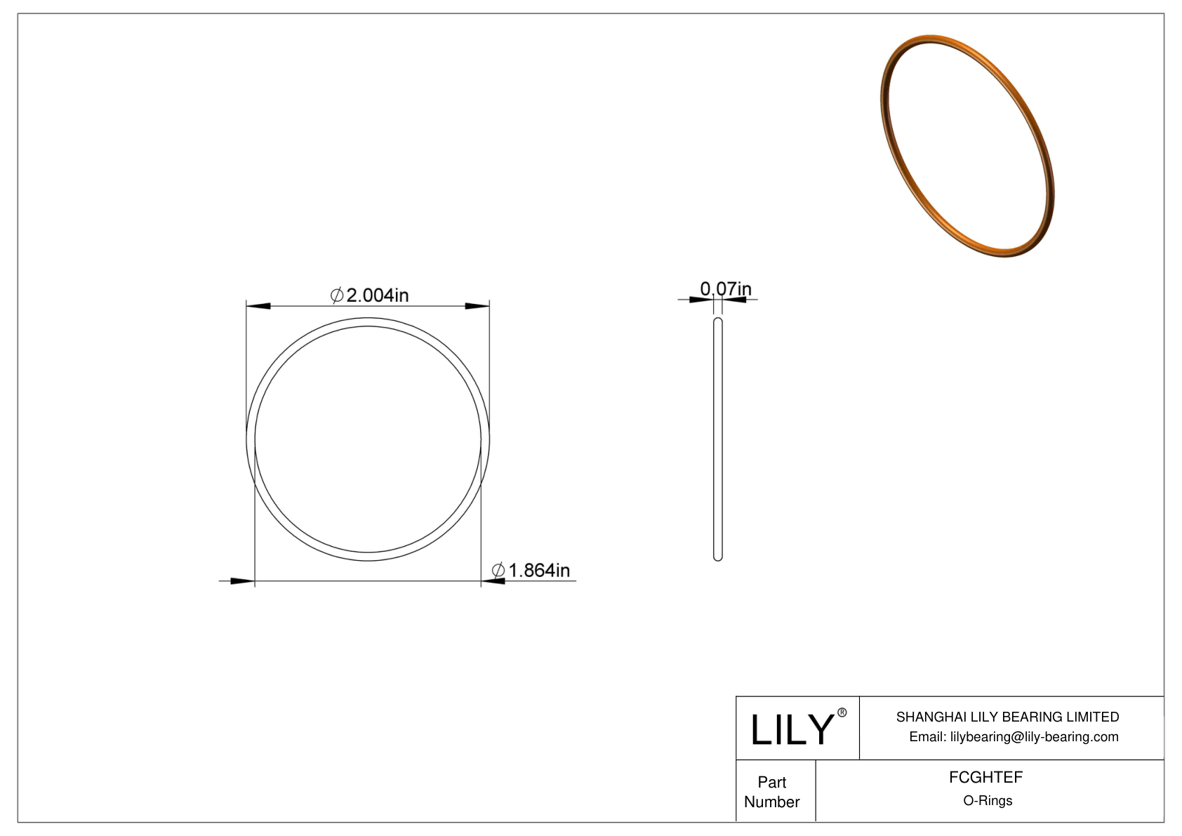 FCGHTEF Chemical Resistant O-rings Round cad drawing