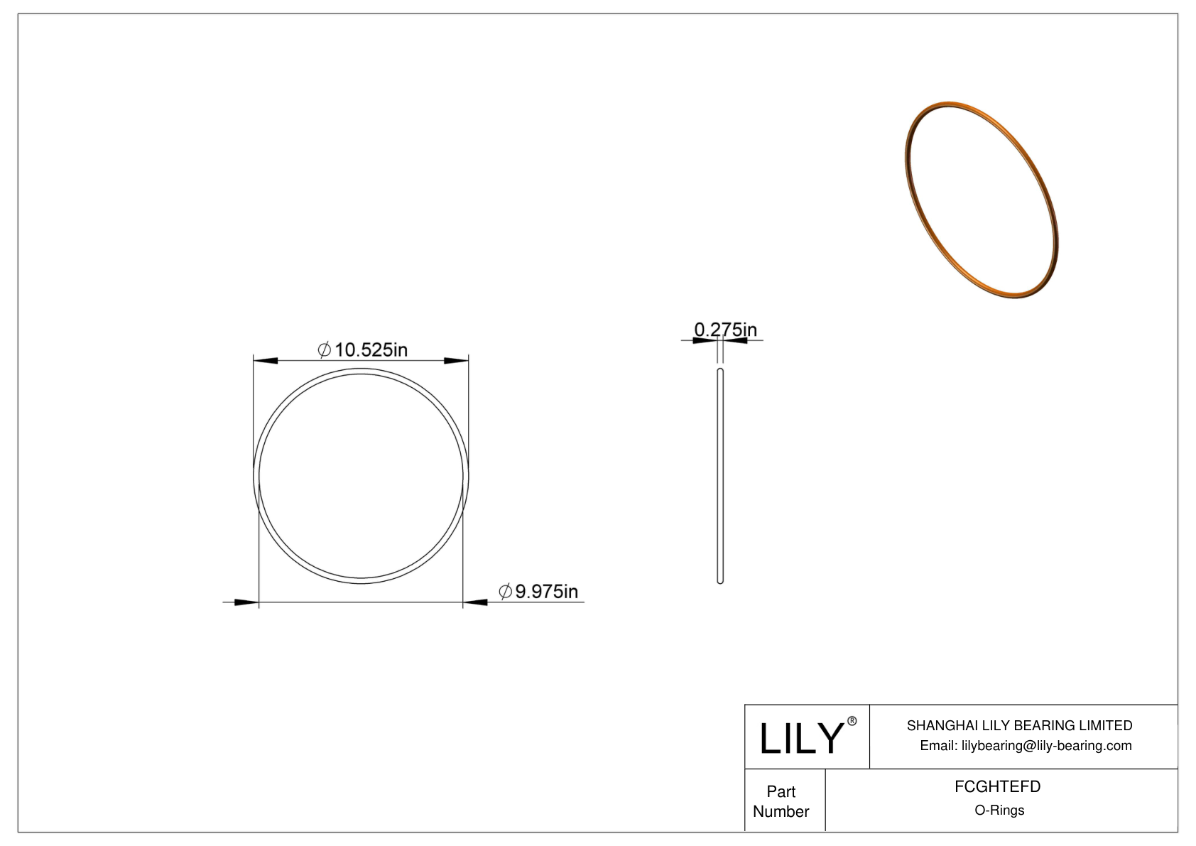 FCGHTEFD Chemical Resistant O-rings Round cad drawing